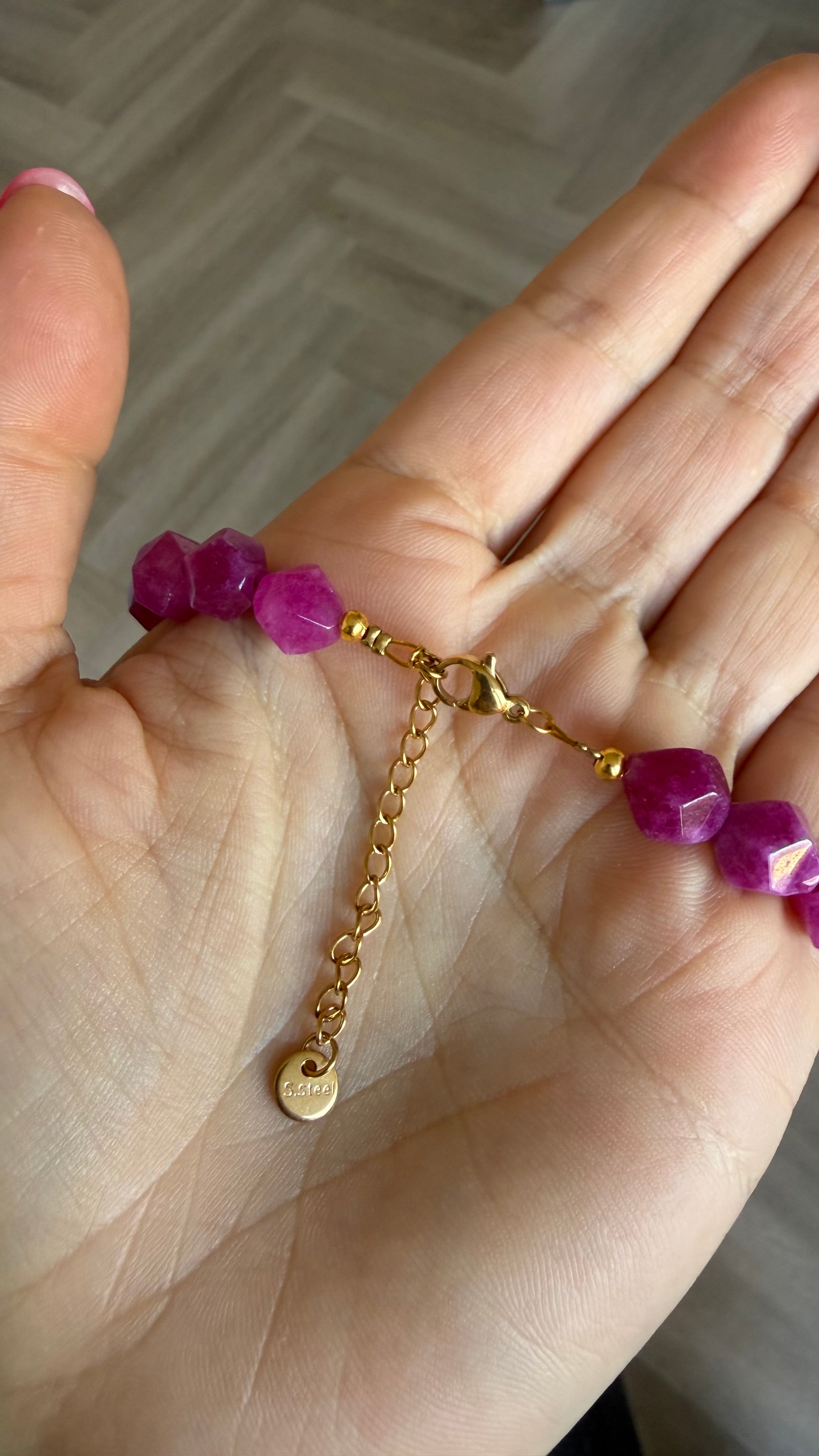 Smiley Necklace - Fuchsia Jade