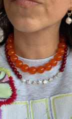 Statement necklace - Bordeaux & stars