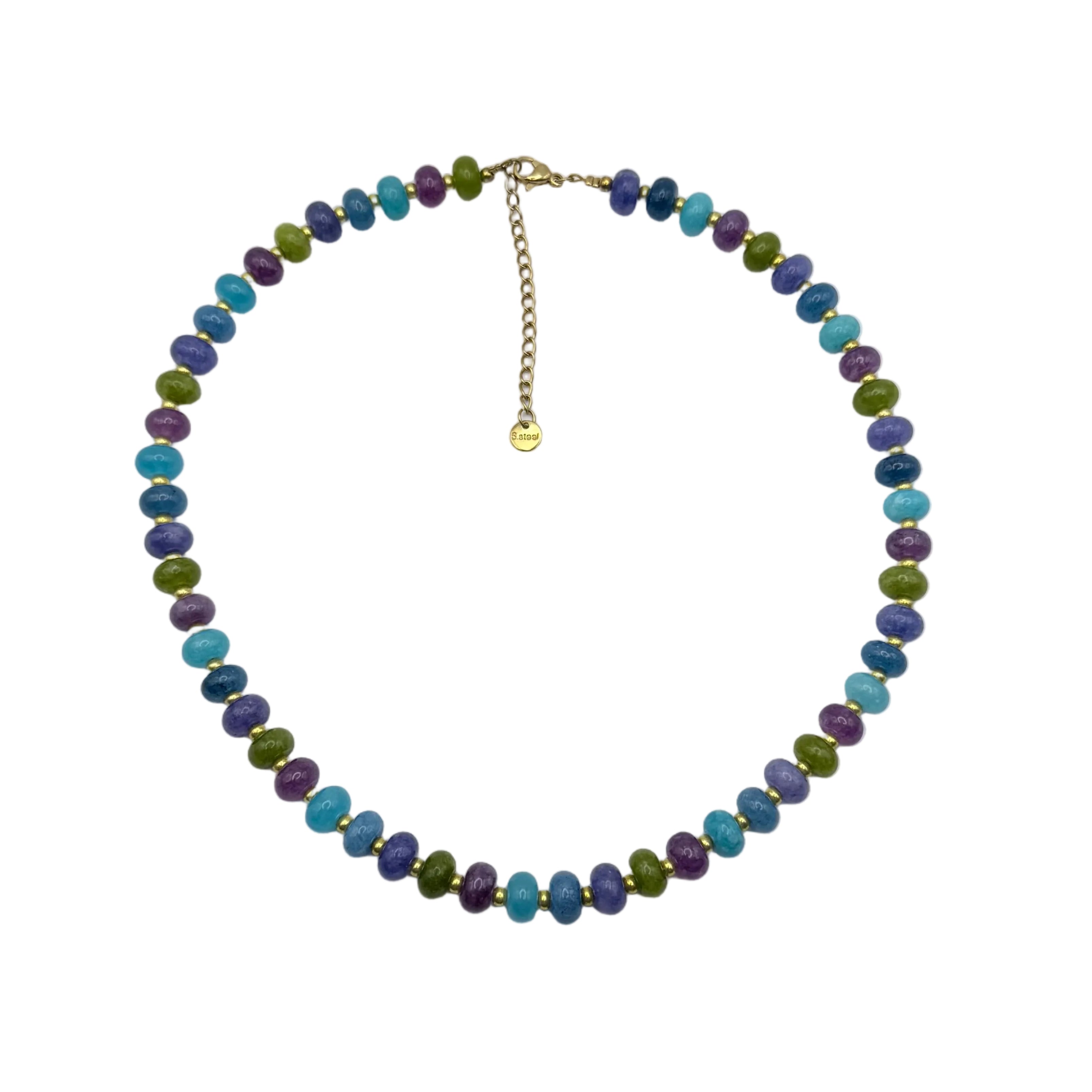 Mixed gem necklace - Dark rainbow