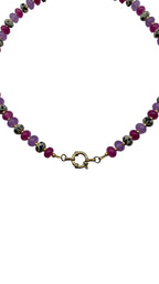 Mixed gem necklace - Pink & purple mix