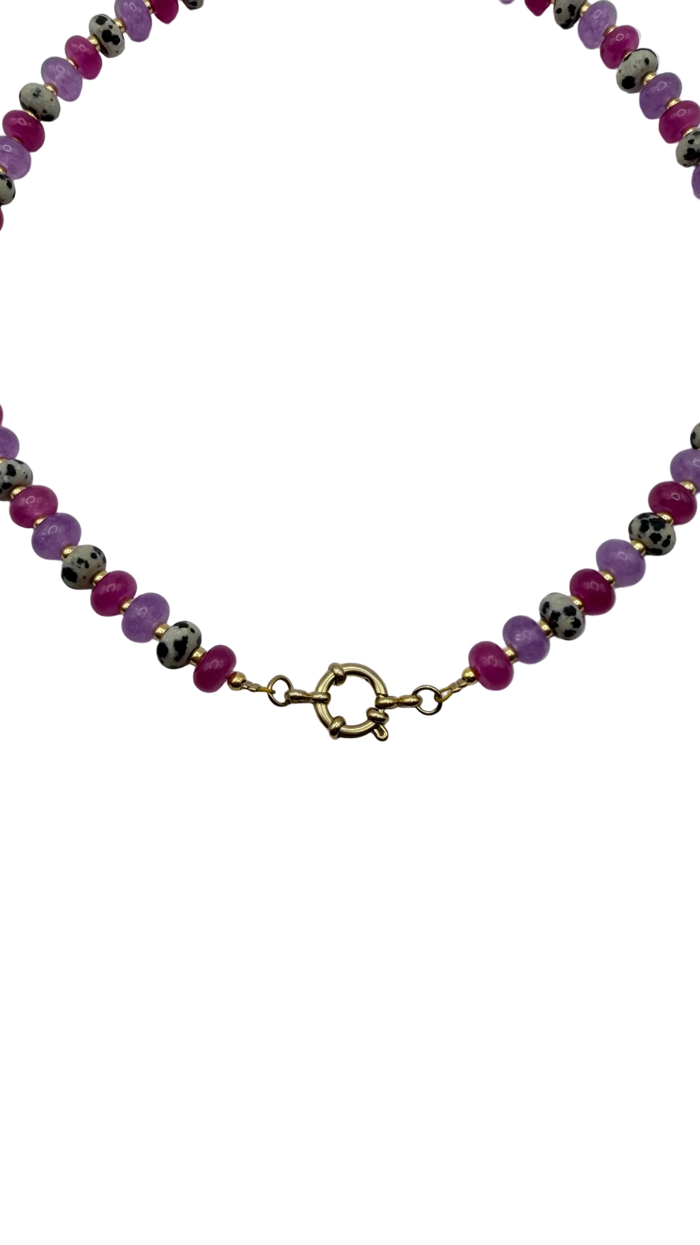 Mixed gem necklace - Pink & purple mix