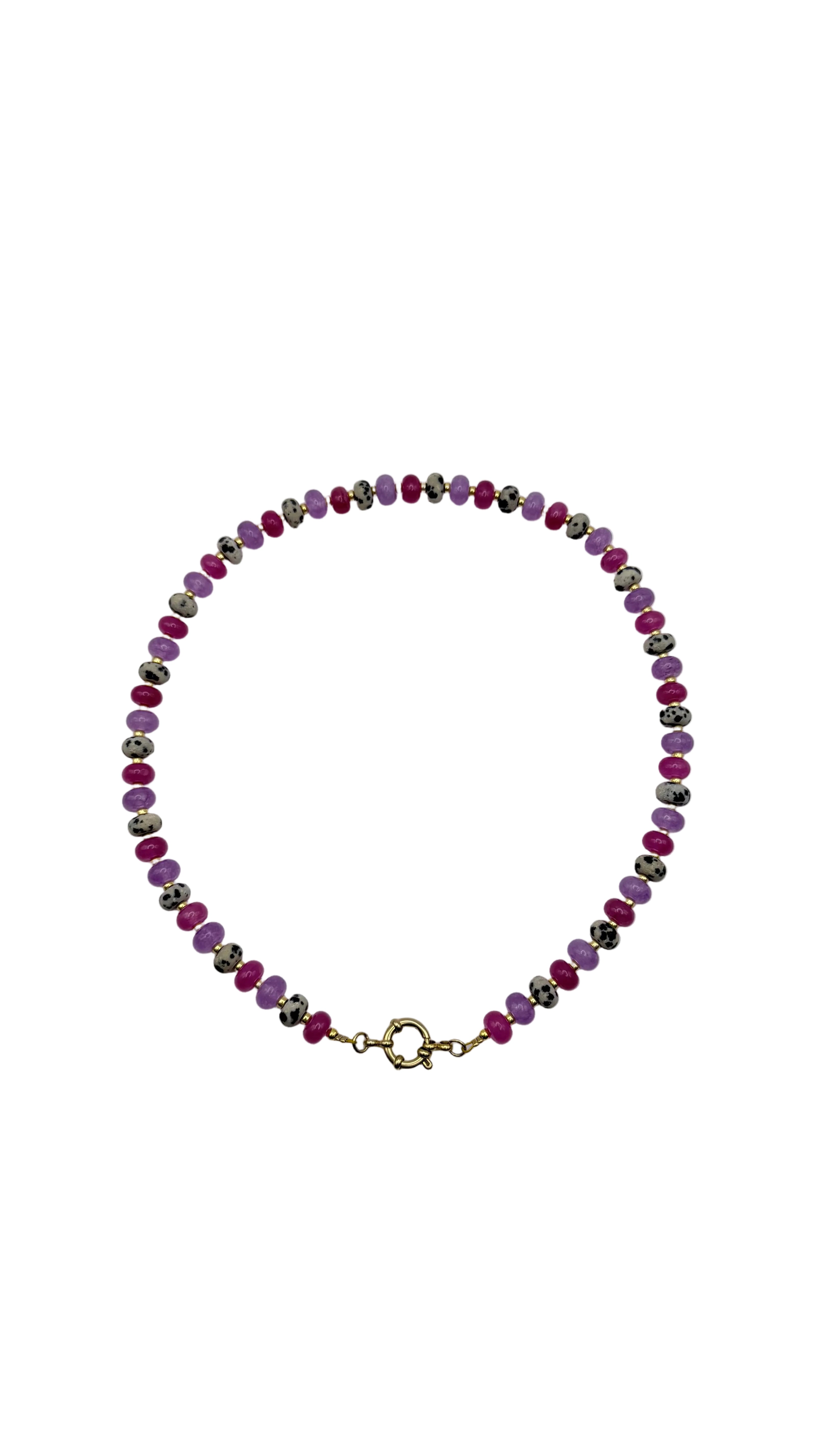 Mixed gem necklace - Pink & purple mix