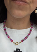 Mixed gem necklace - Pink & purple mix