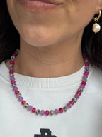 Mixed gem necklace - Pink & purple mix