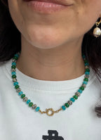 Mixed gem necklace - Green & Blue