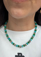 Mixed gem necklace - Green & Blue