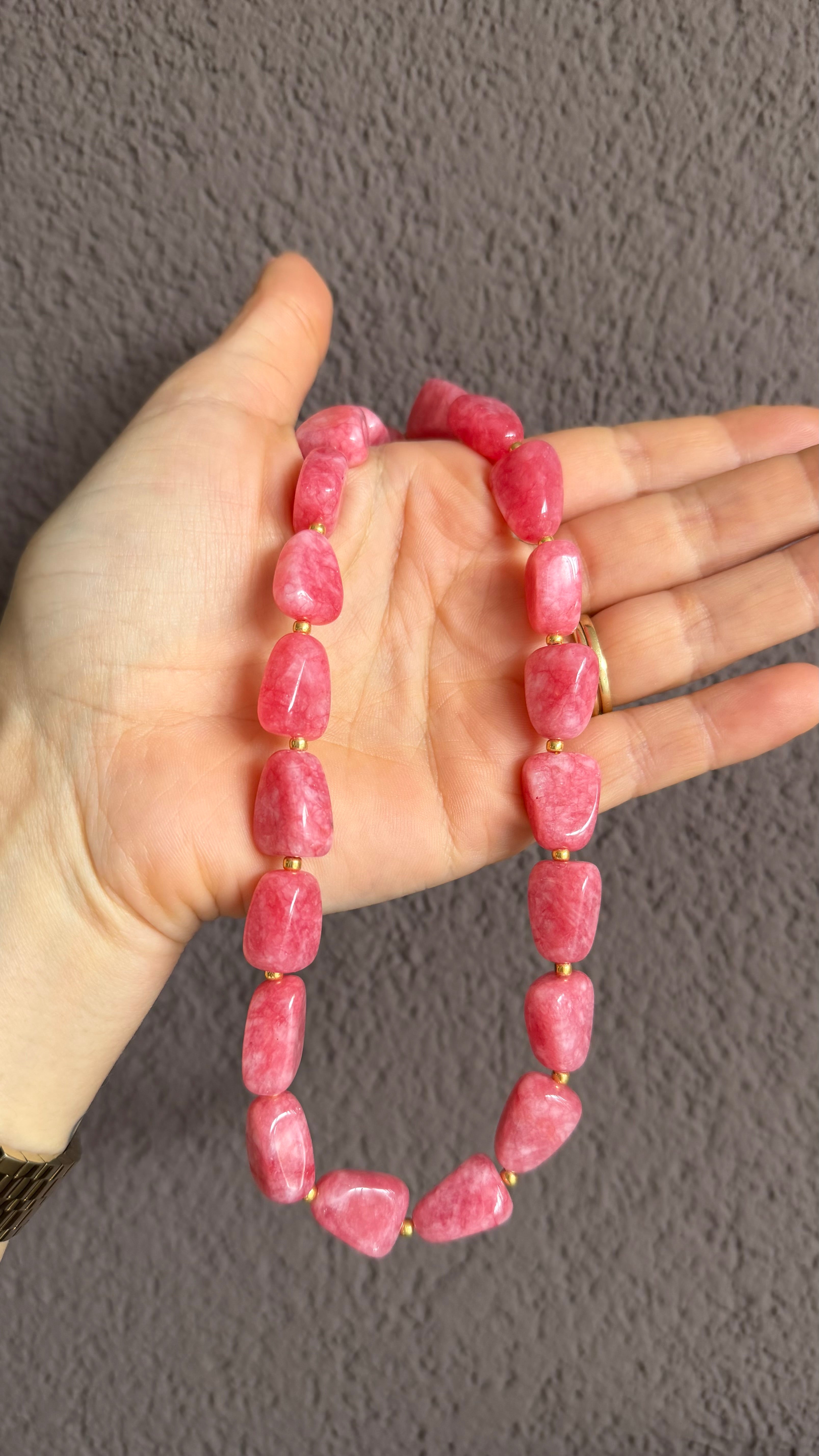 Pink chalcedonia necklace