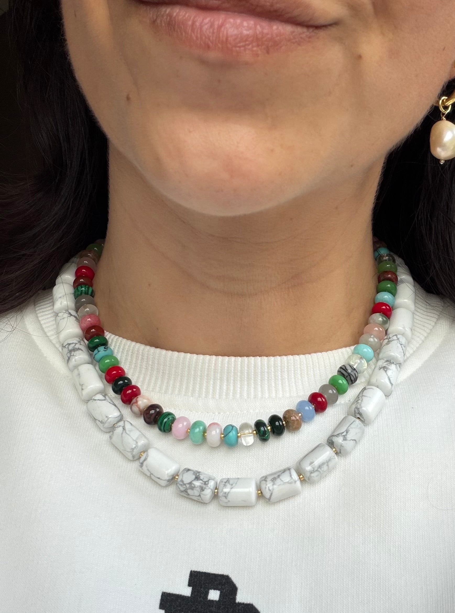 White Turquoise tube necklace