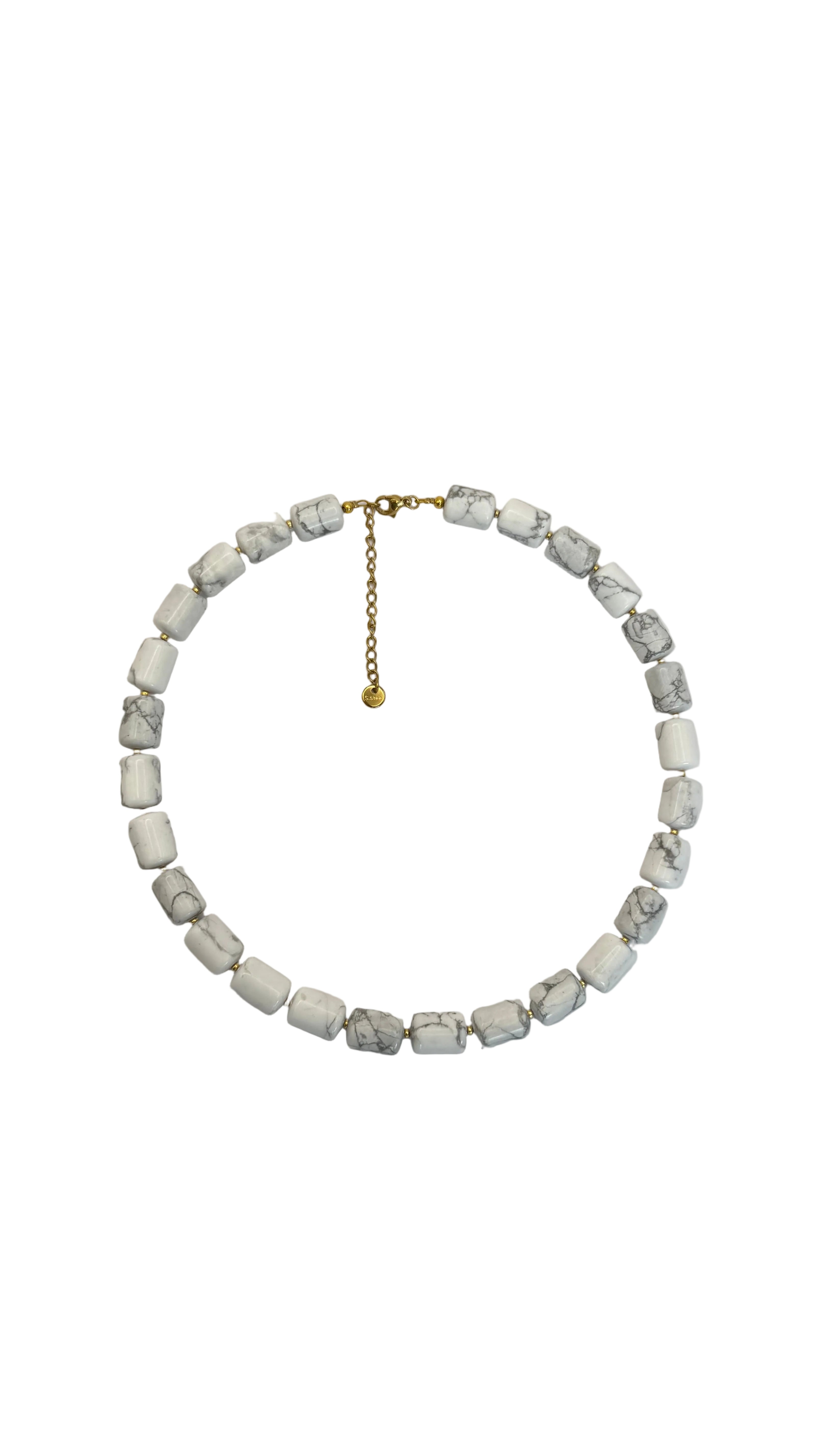 White Turquoise tube necklace