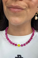 Smiley Necklace - Fuchsia Jade