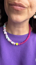 Smiley necklace - Pink & shells