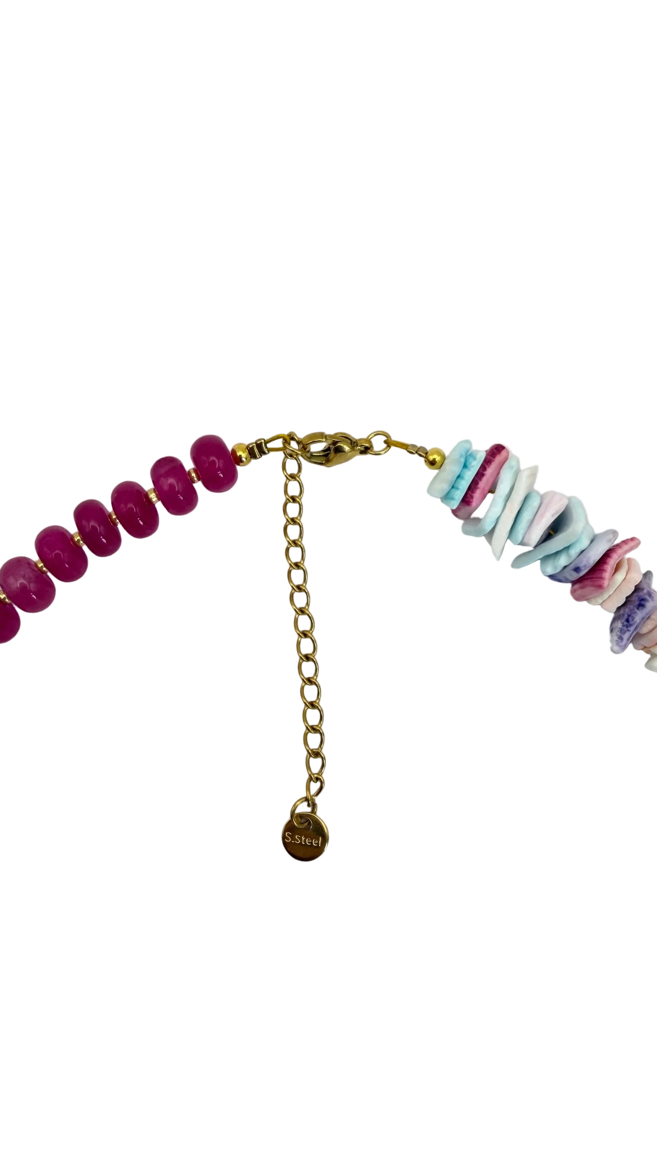 Smiley necklace - Pink & shells