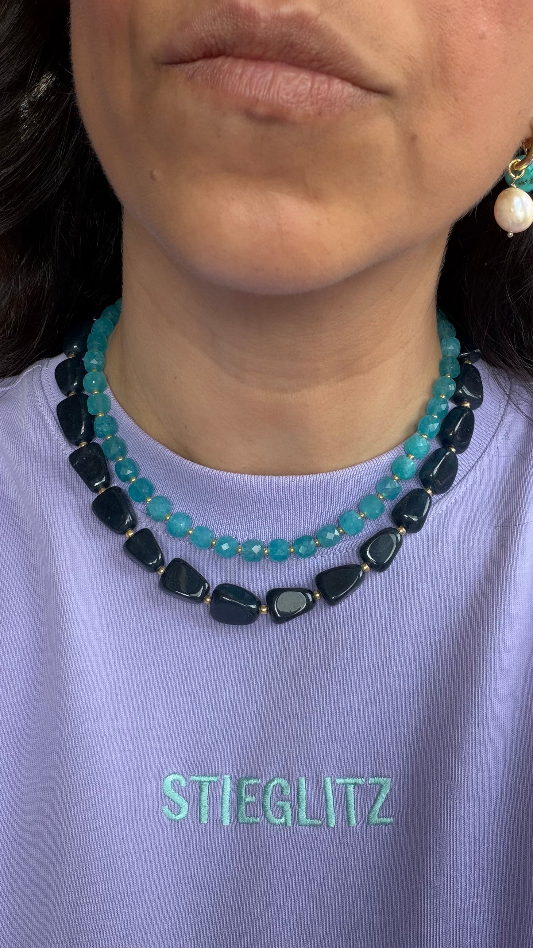 Blue chalcedoon necklace