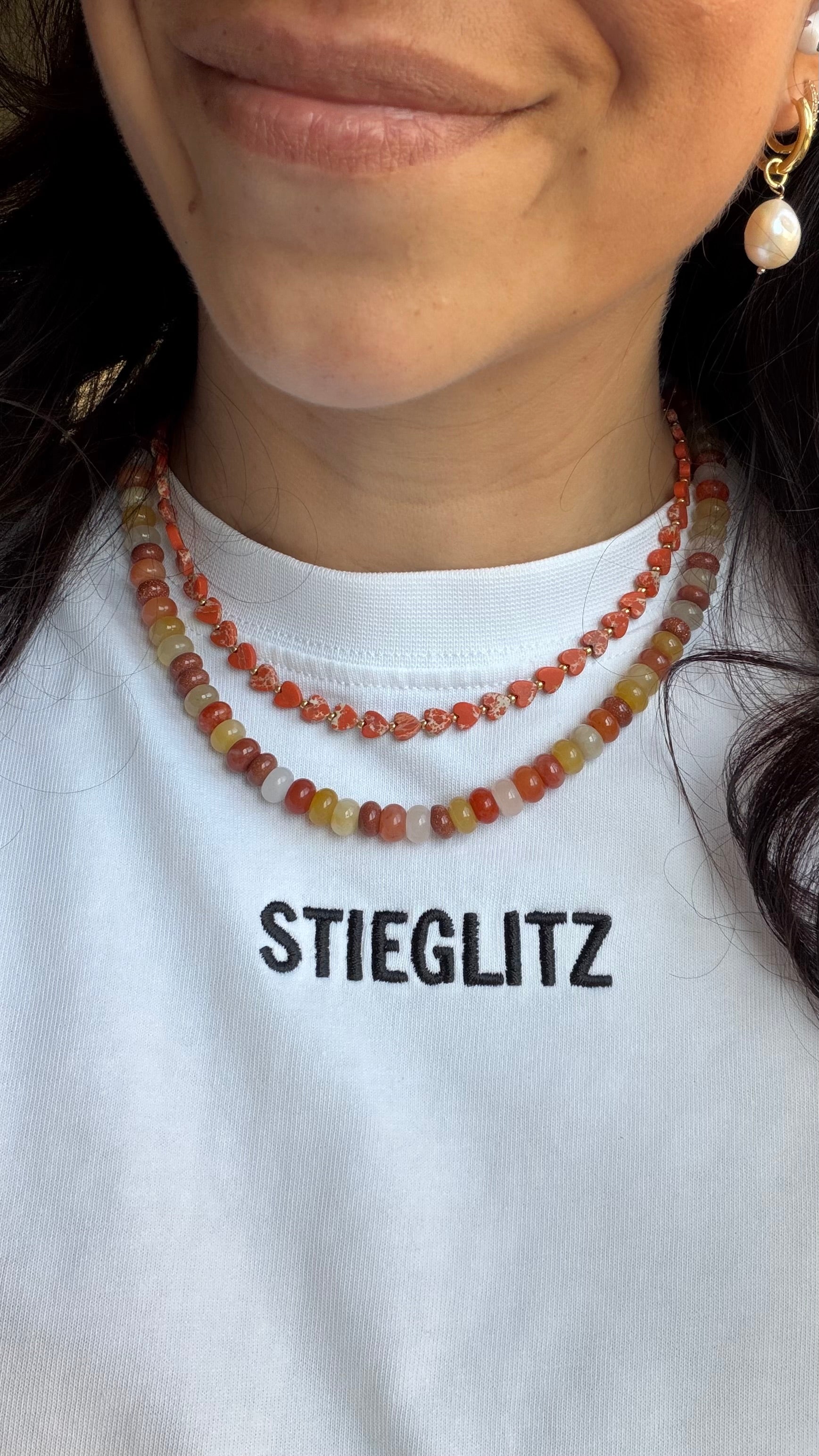 Small hearts necklace - Orange