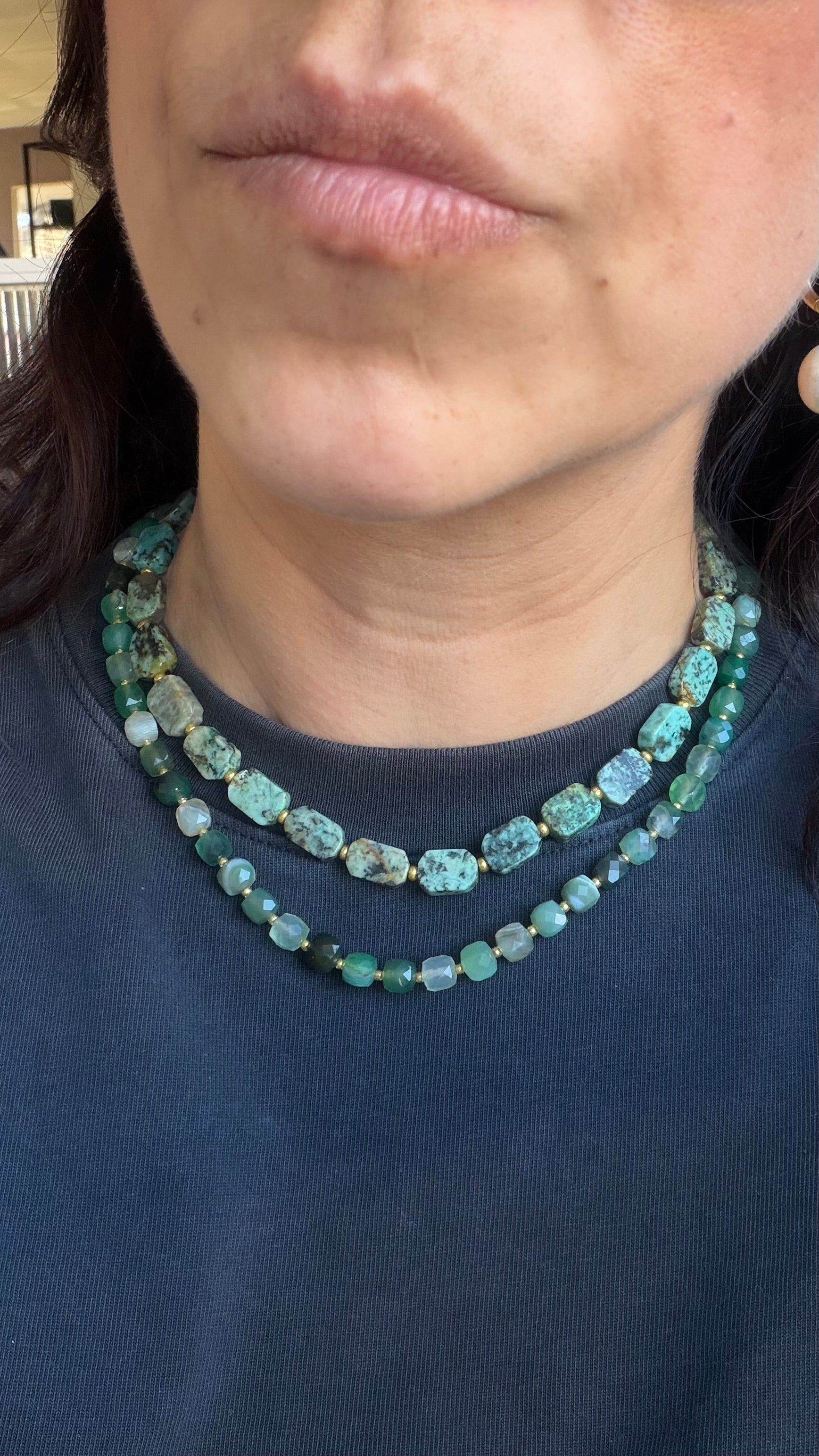African turquoise flats necklace