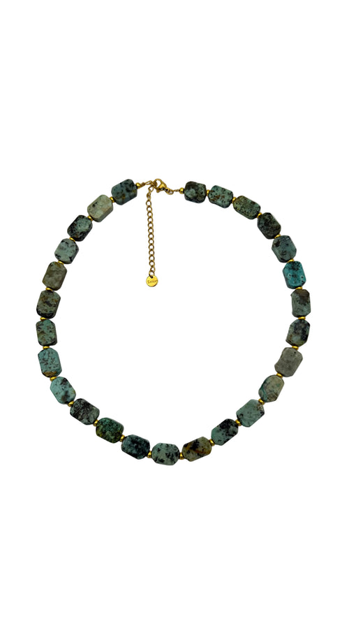African turquoise flats necklace