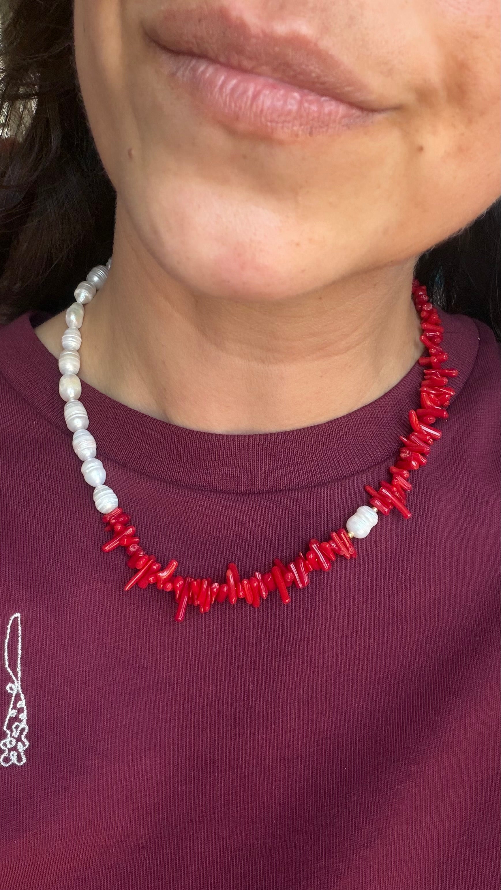 Coral & pearls necklace