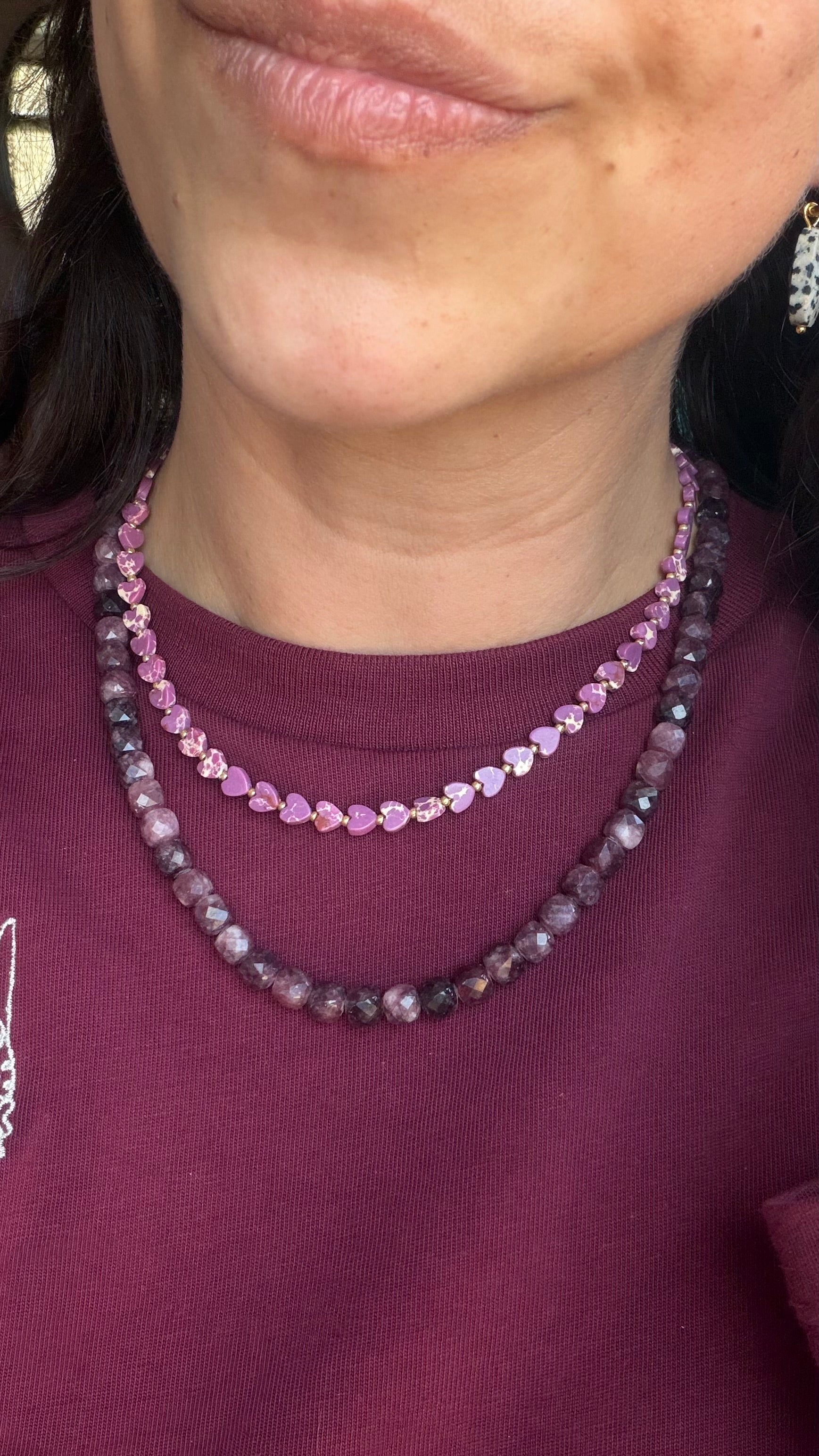Facet granate necklace