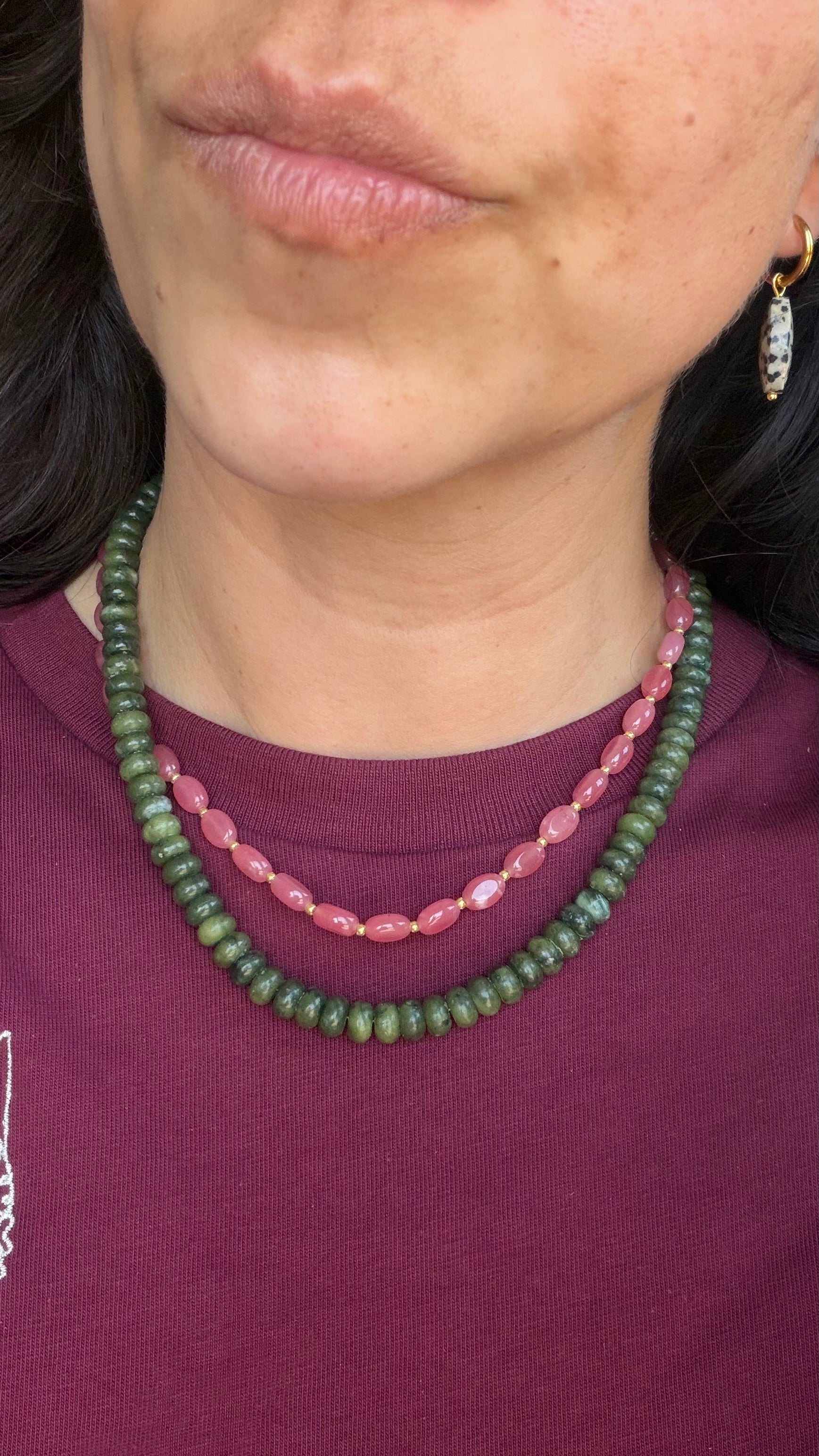 Small pink chalcedonia necklace