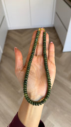 Dark green jade necklace