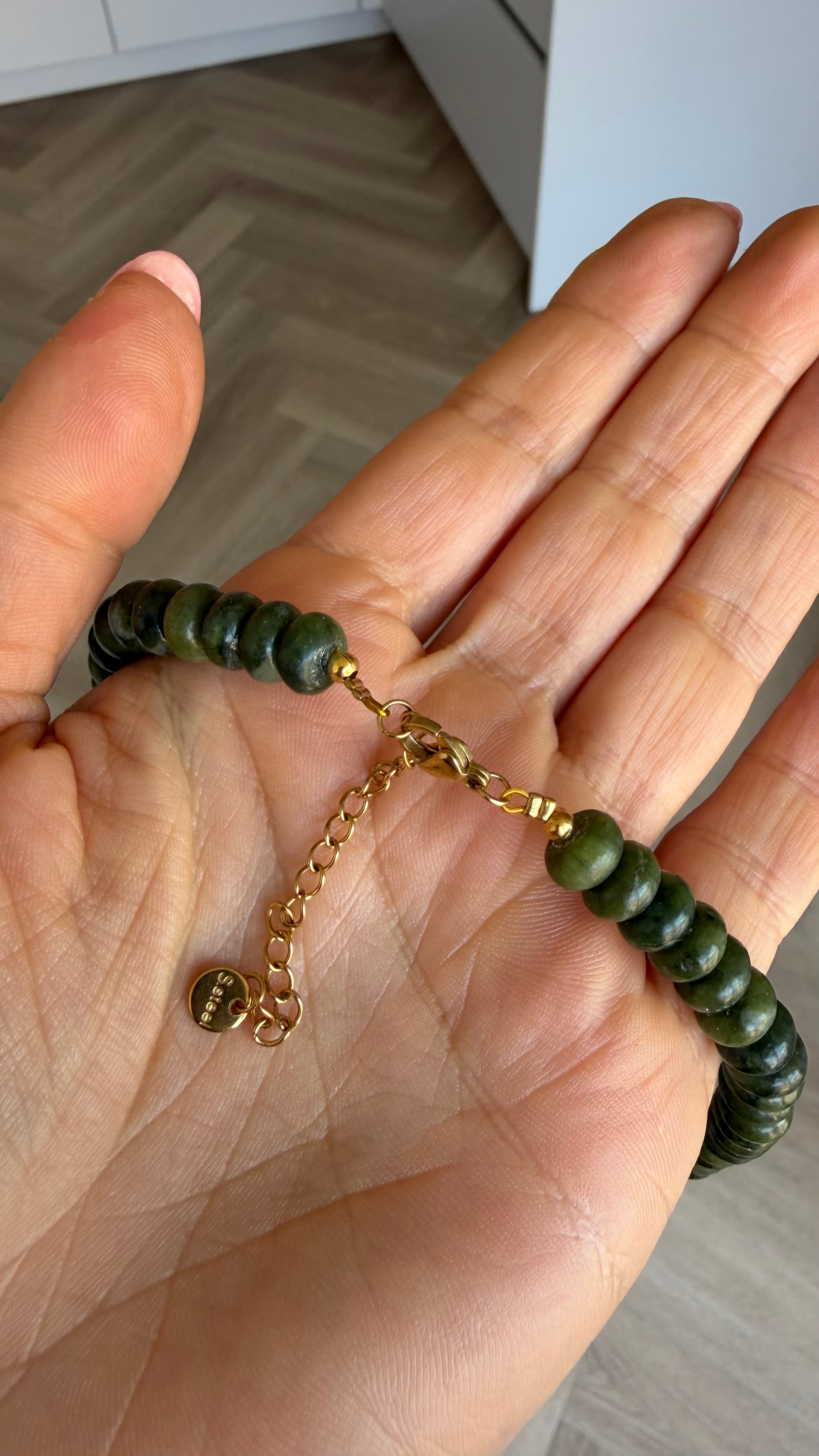Dark green jade necklace