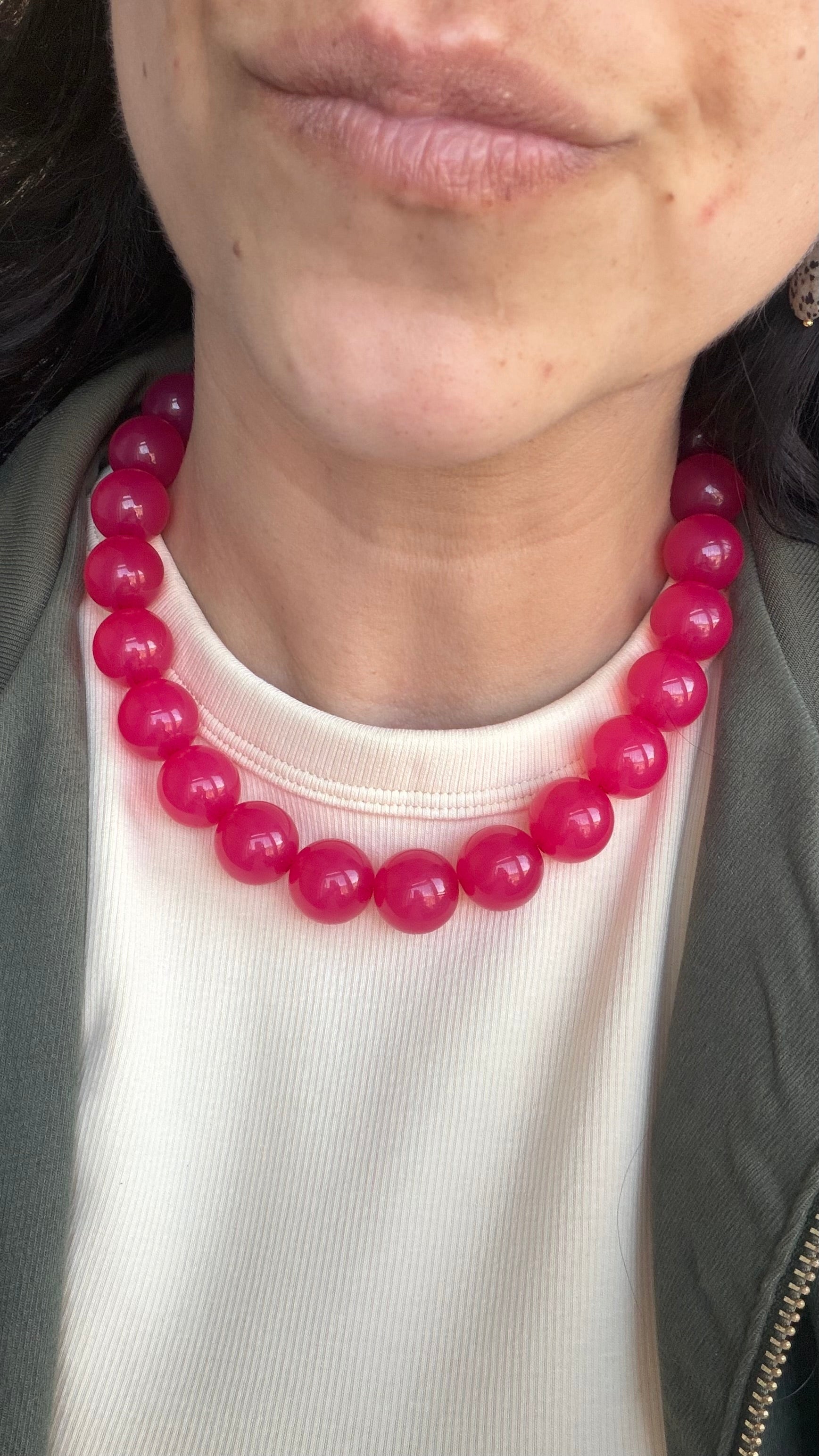 Chunky balls necklace - Cherry