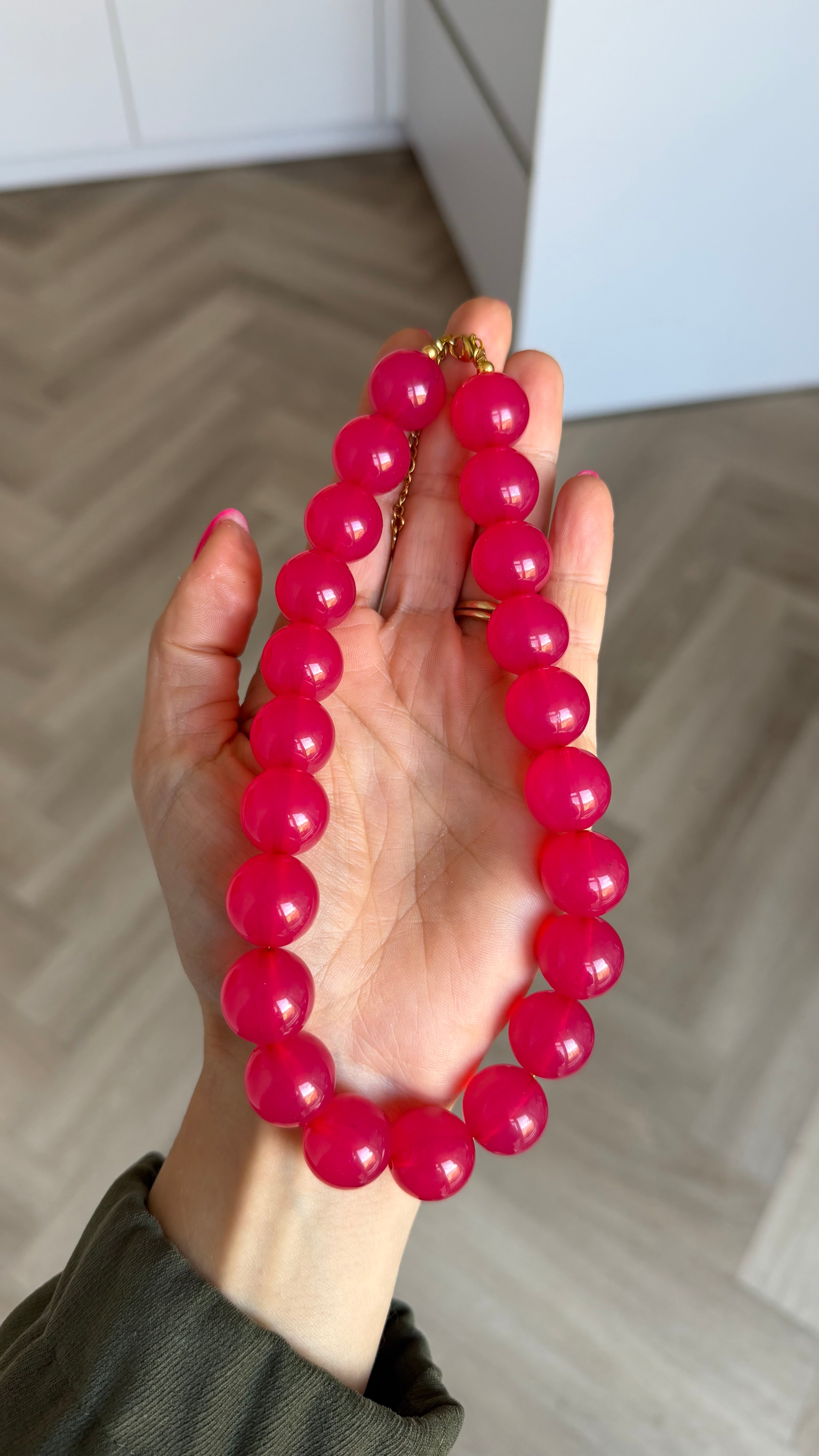 Chunky balls necklace - Cherry
