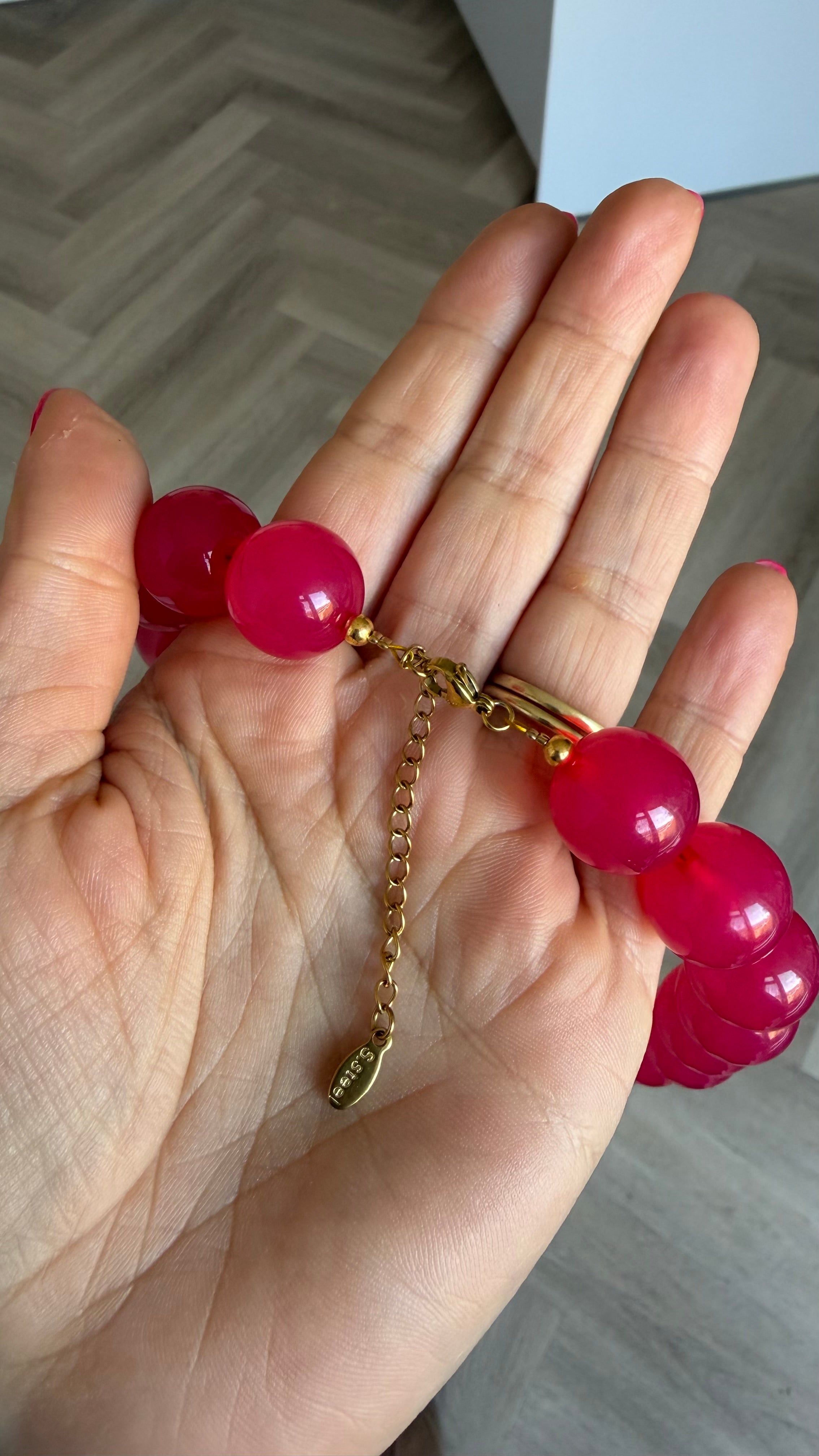 Chunky balls necklace - Cherry