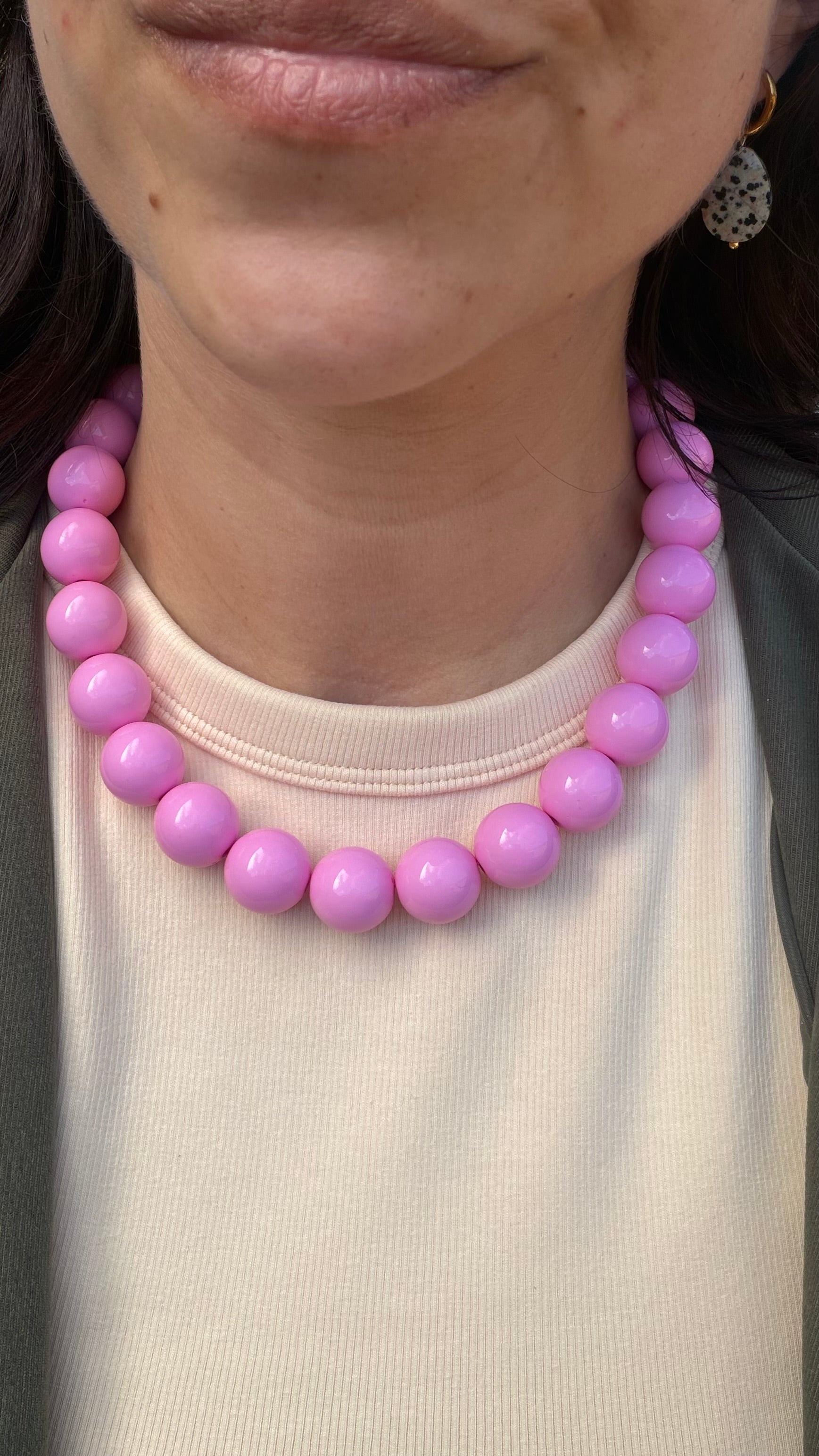 Chunky balls necklace - Summer pink