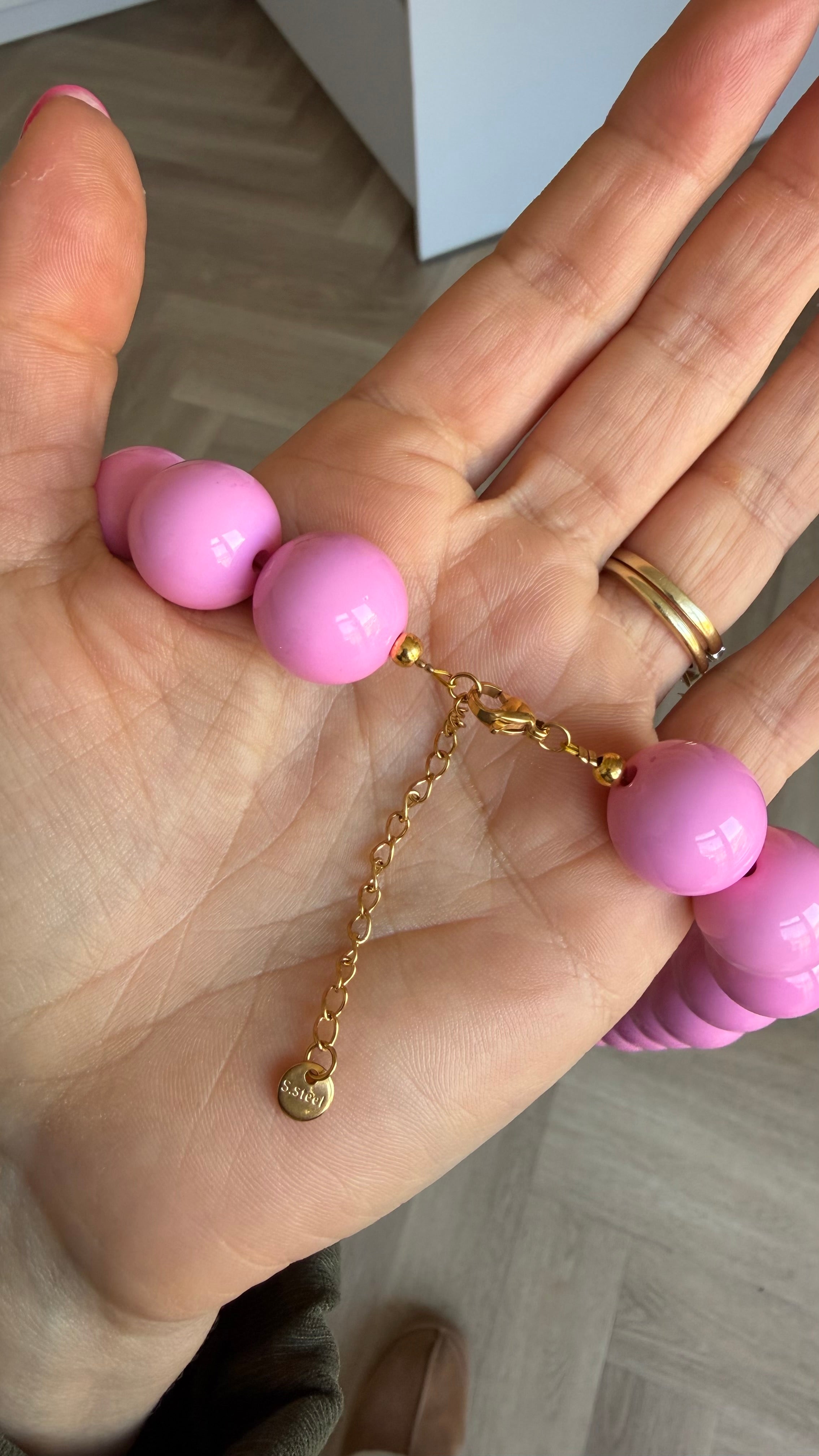 Chunky balls necklace - Summer pink