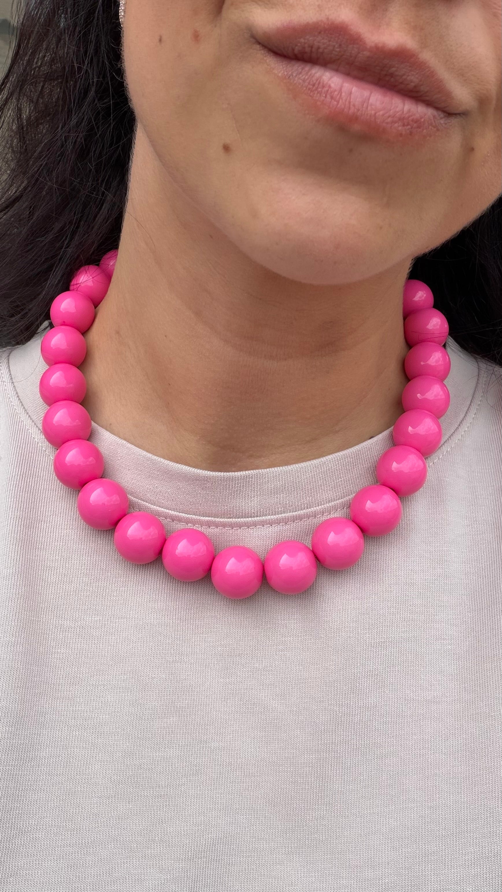 Chunky balls necklace - Funky pink