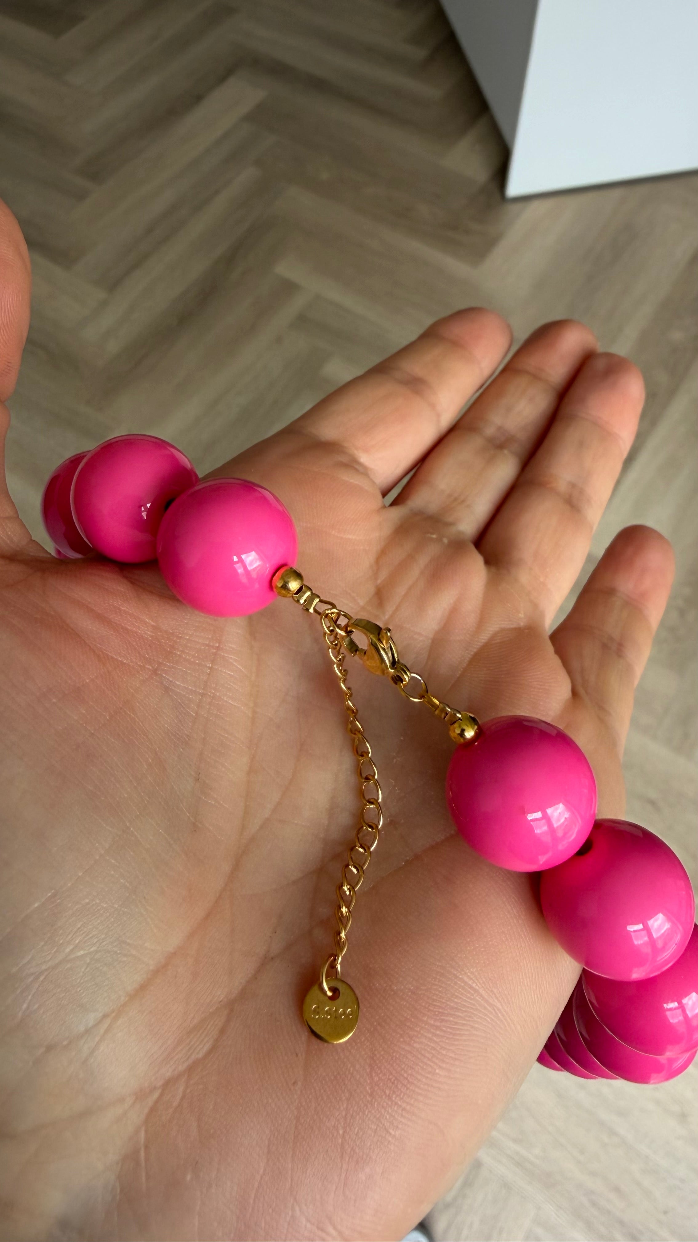 Chunky balls necklace - Funky pink