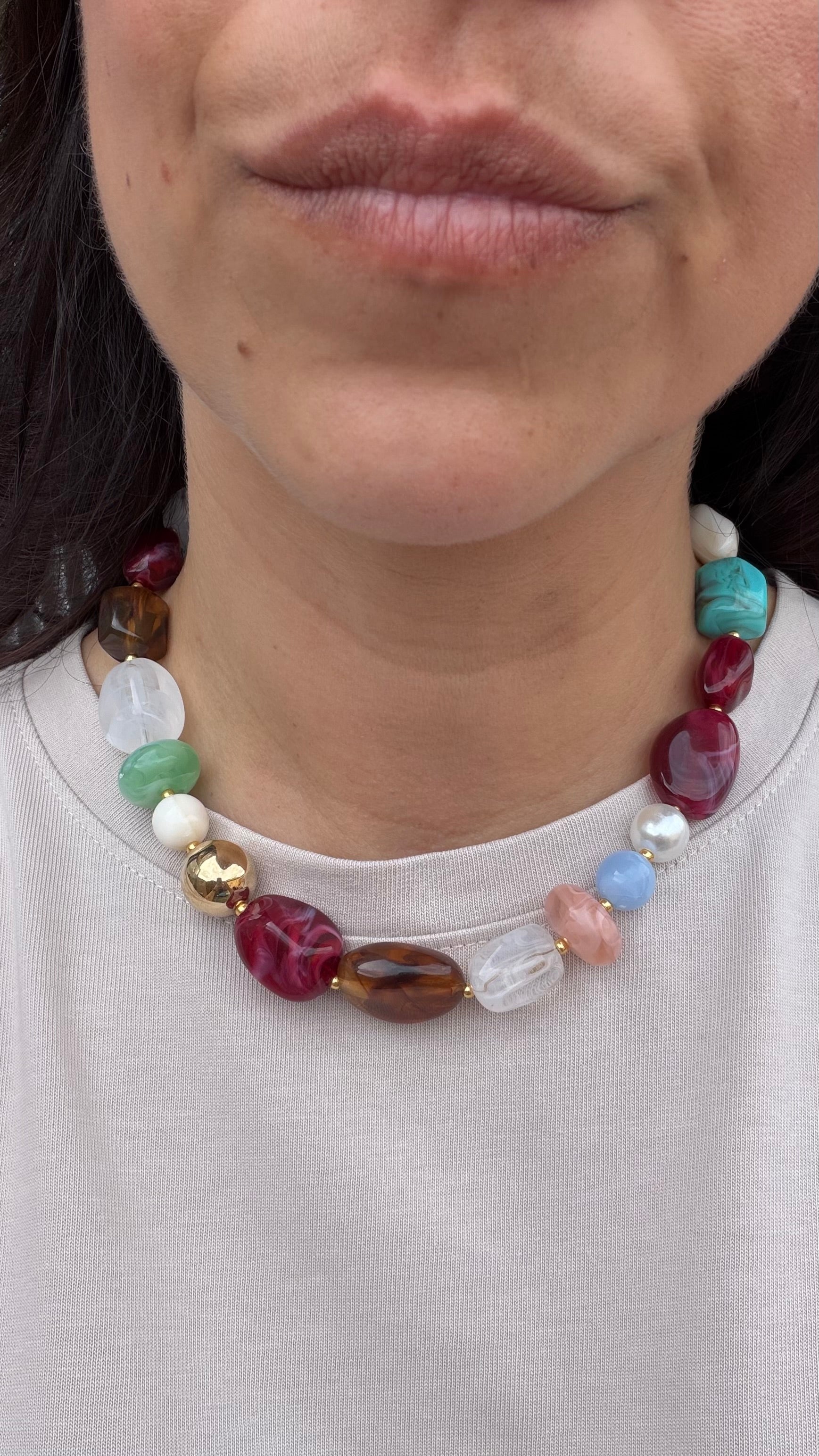 Acrylic necklace - Retro multicolor