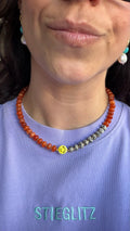 Smiley Necklace - Orange & Jaspis