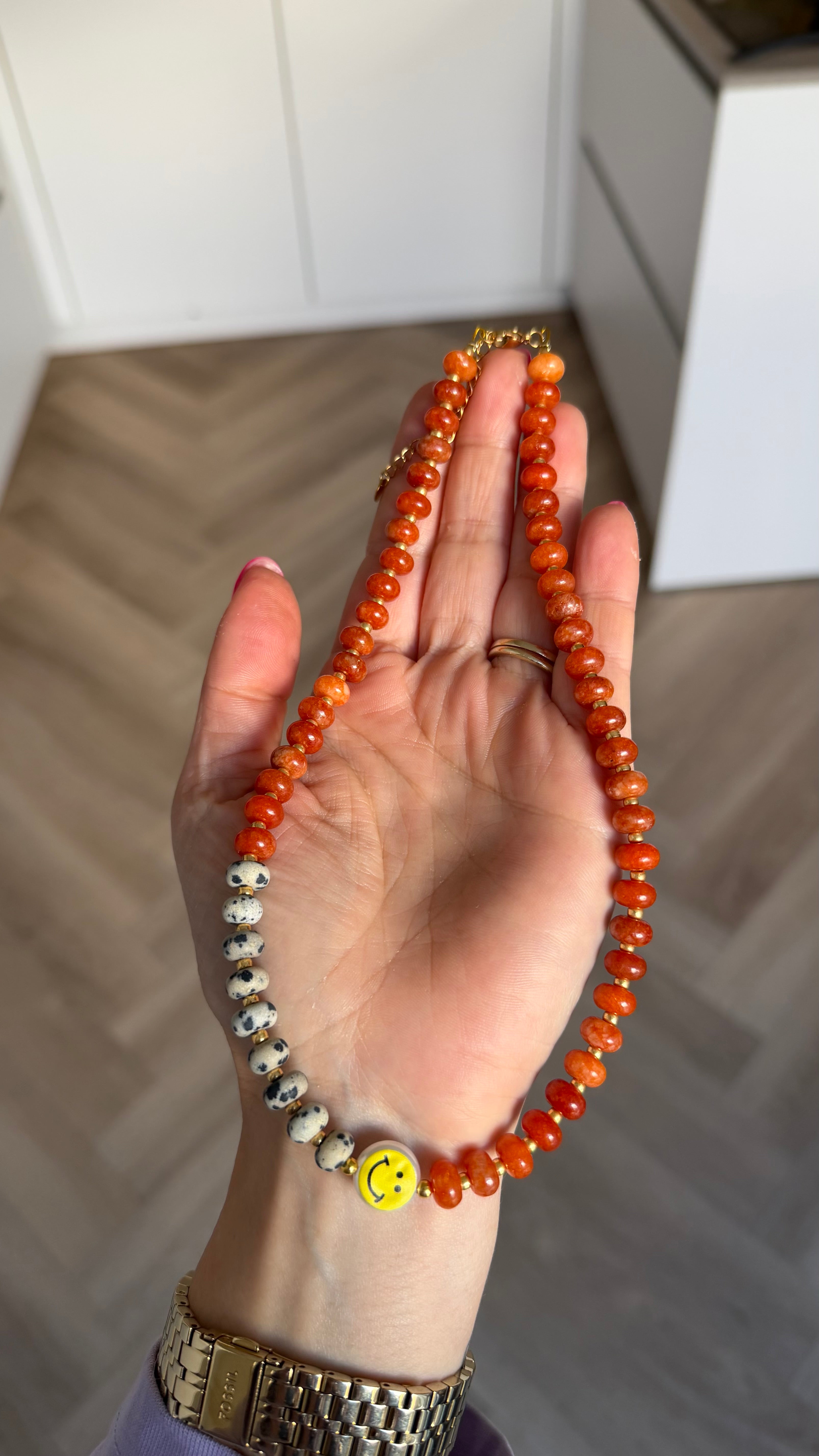 Smiley Necklace - Orange & Jaspis