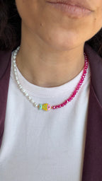 Fish Necklace - Facet & pearls