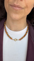 Gem mix necklace - orange & green