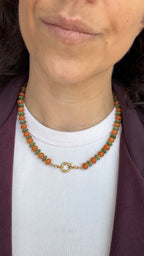 Gem mix necklace - orange & green