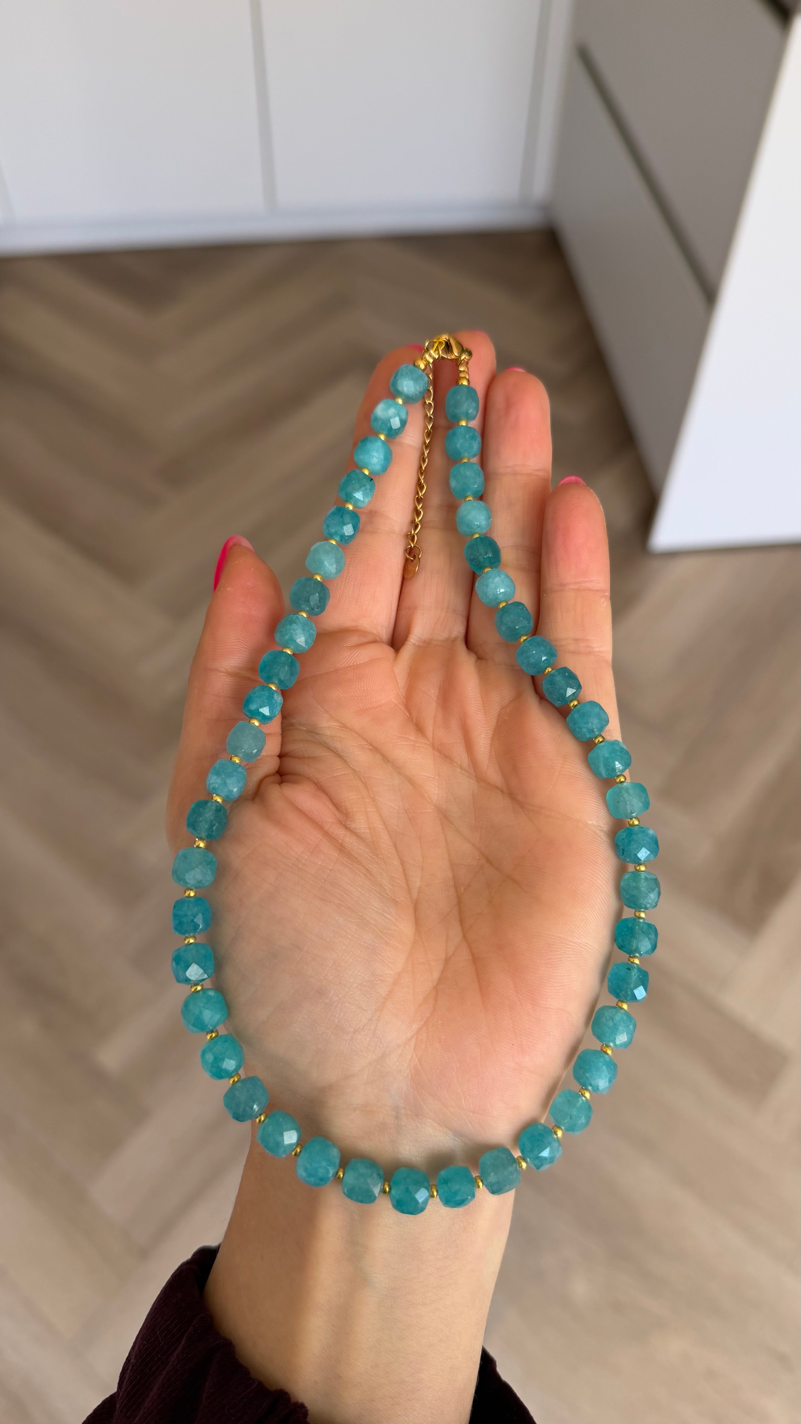 Blue facet amazoniet necklace