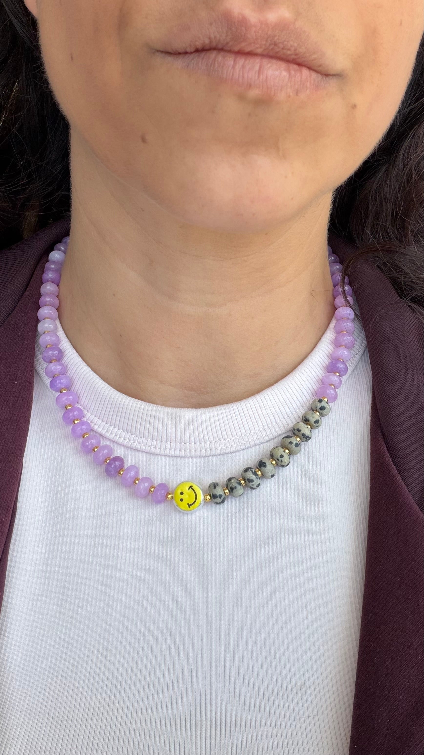 Smiley Necklace - Amethist & Jaspis