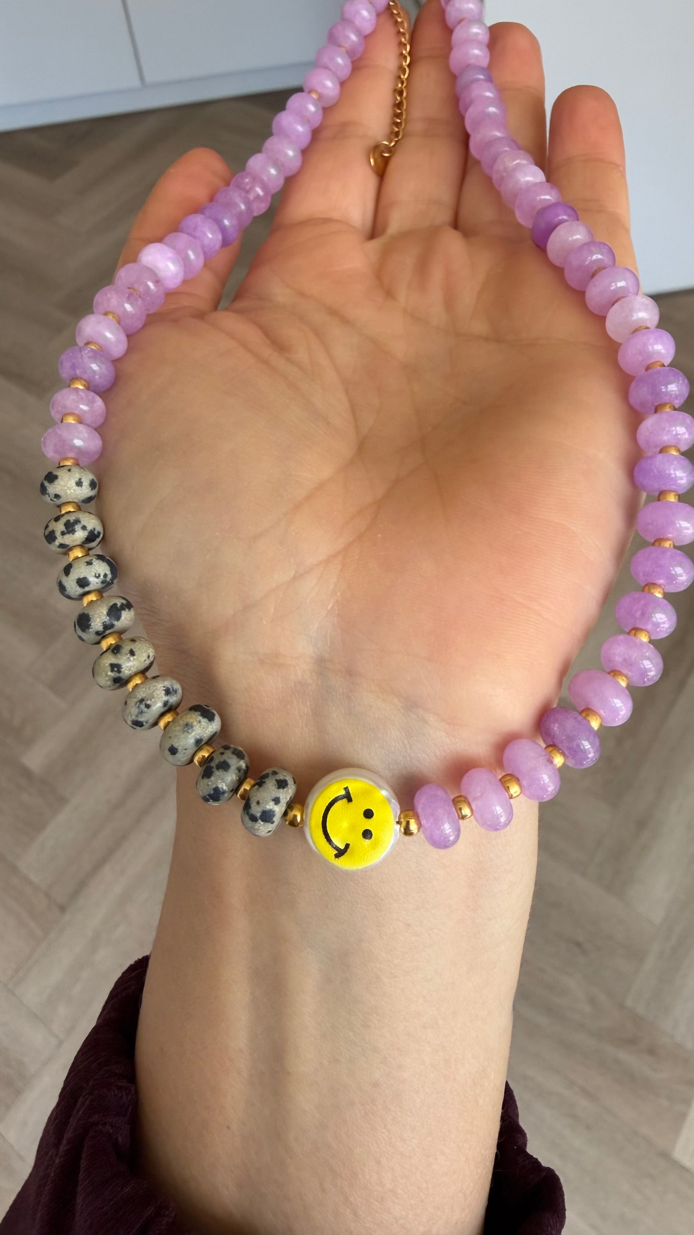 Smiley Necklace - Amethist & Jaspis