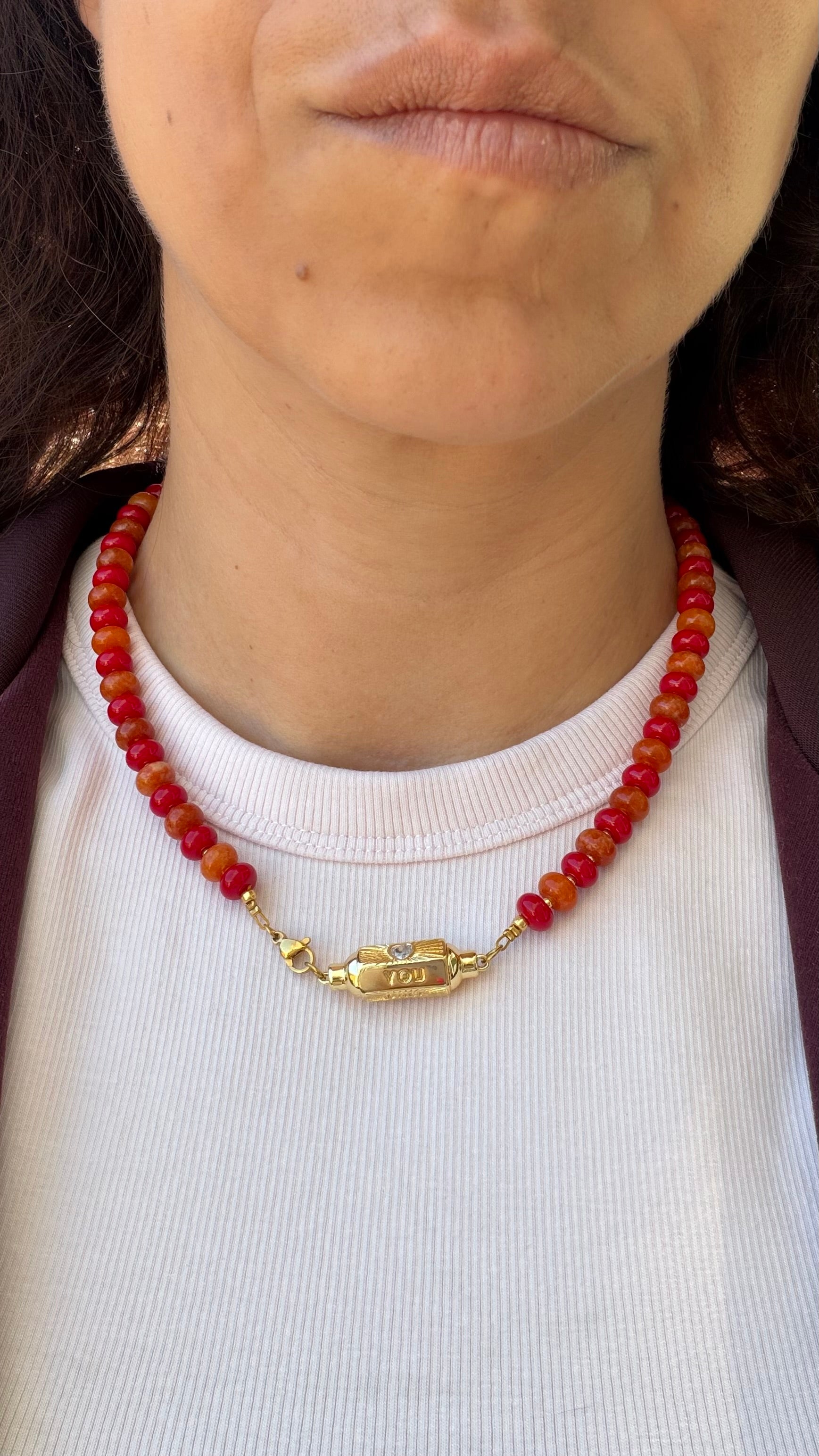 Wishbox necklace Orange & Red