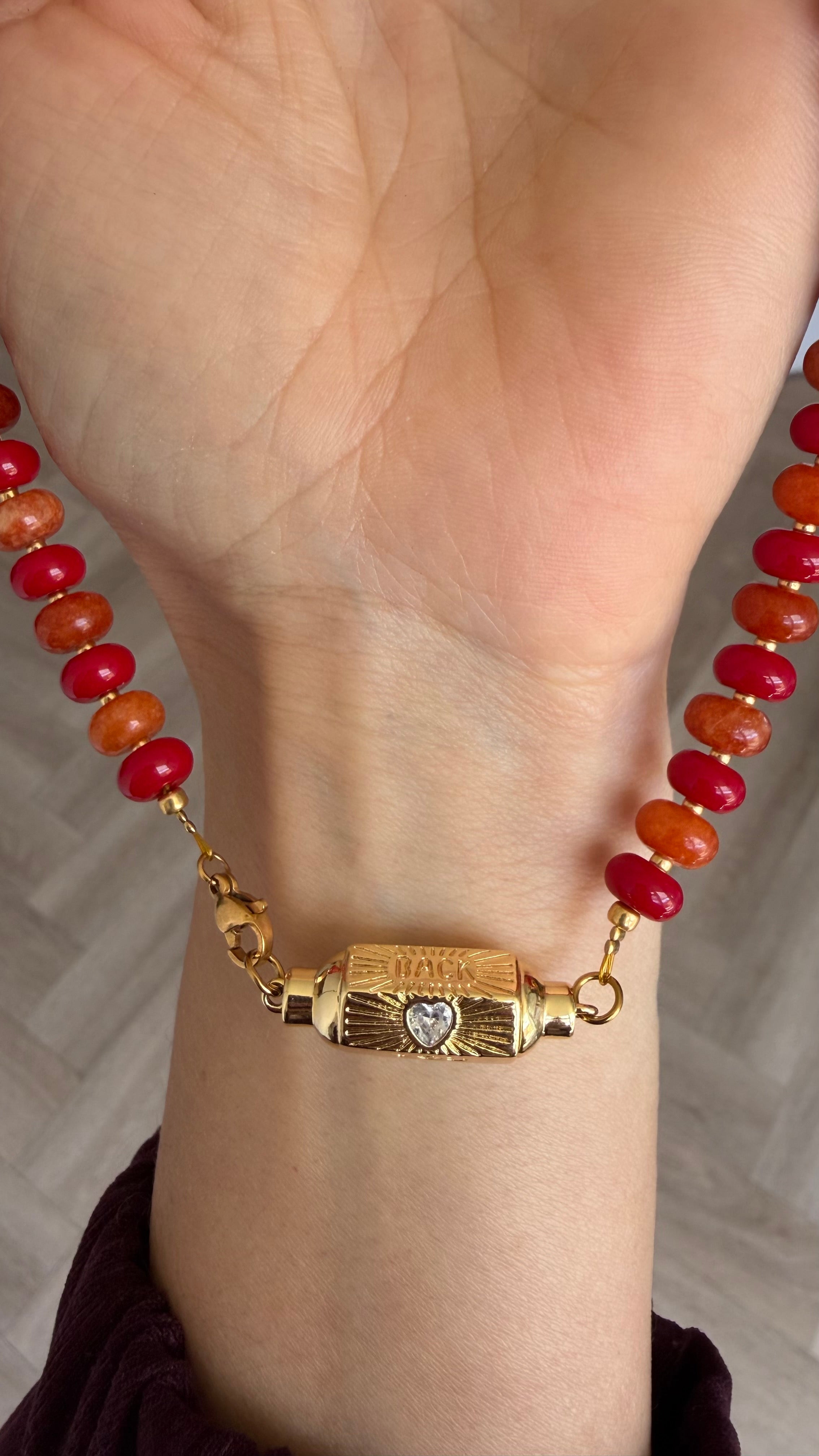 Wishbox necklace Orange & Red