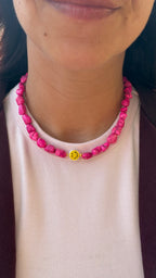 Smiley necklace - Fuchsia smile