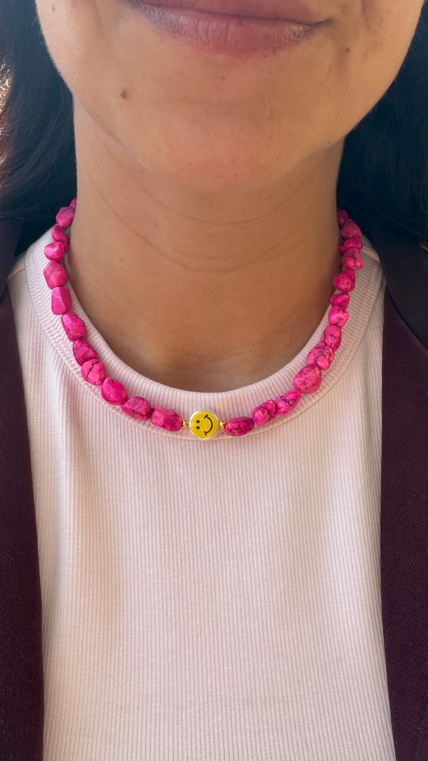Smiley necklace - Fuchsia smile
