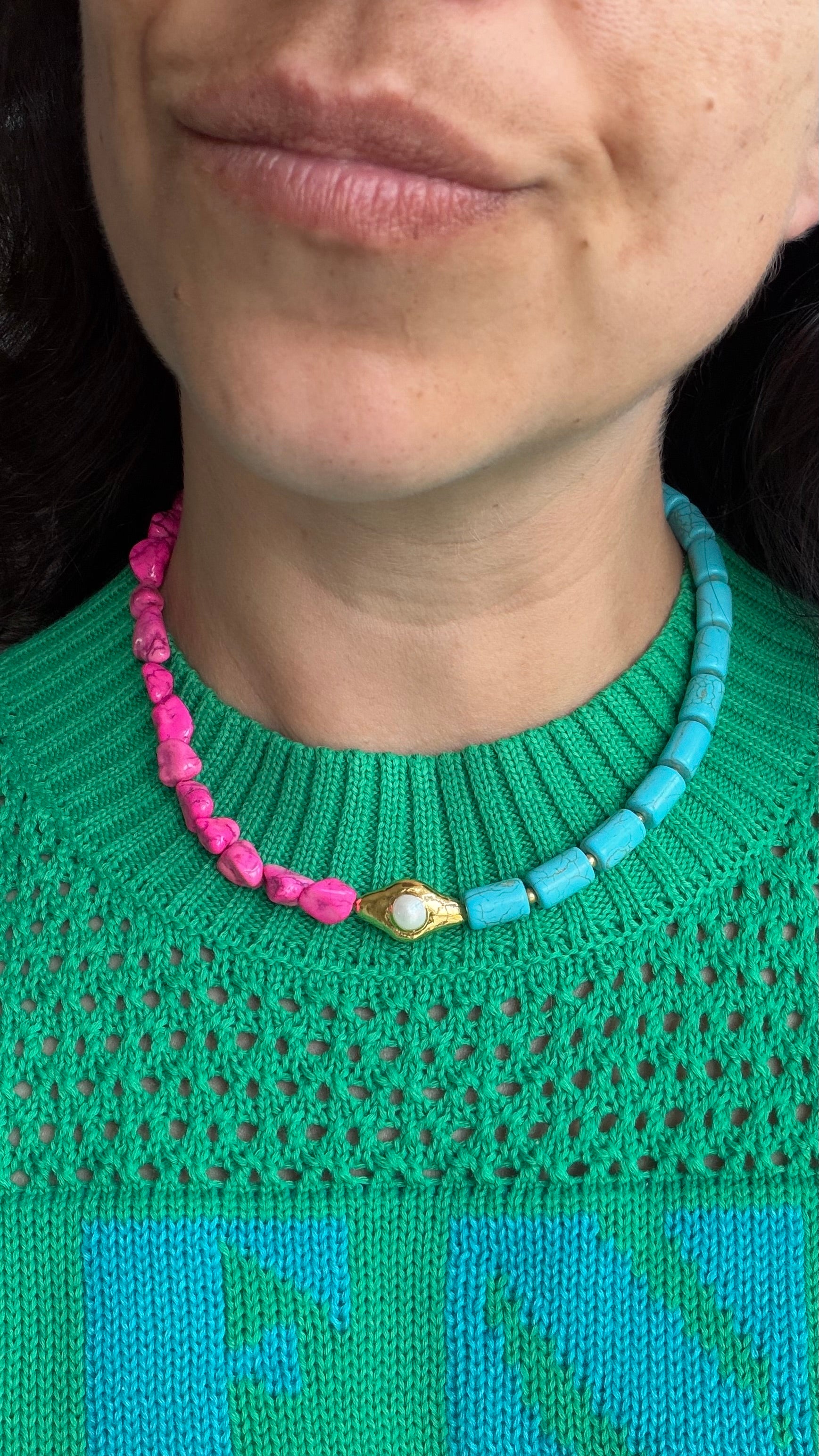 Aurora necklace - Pink vs turquoise