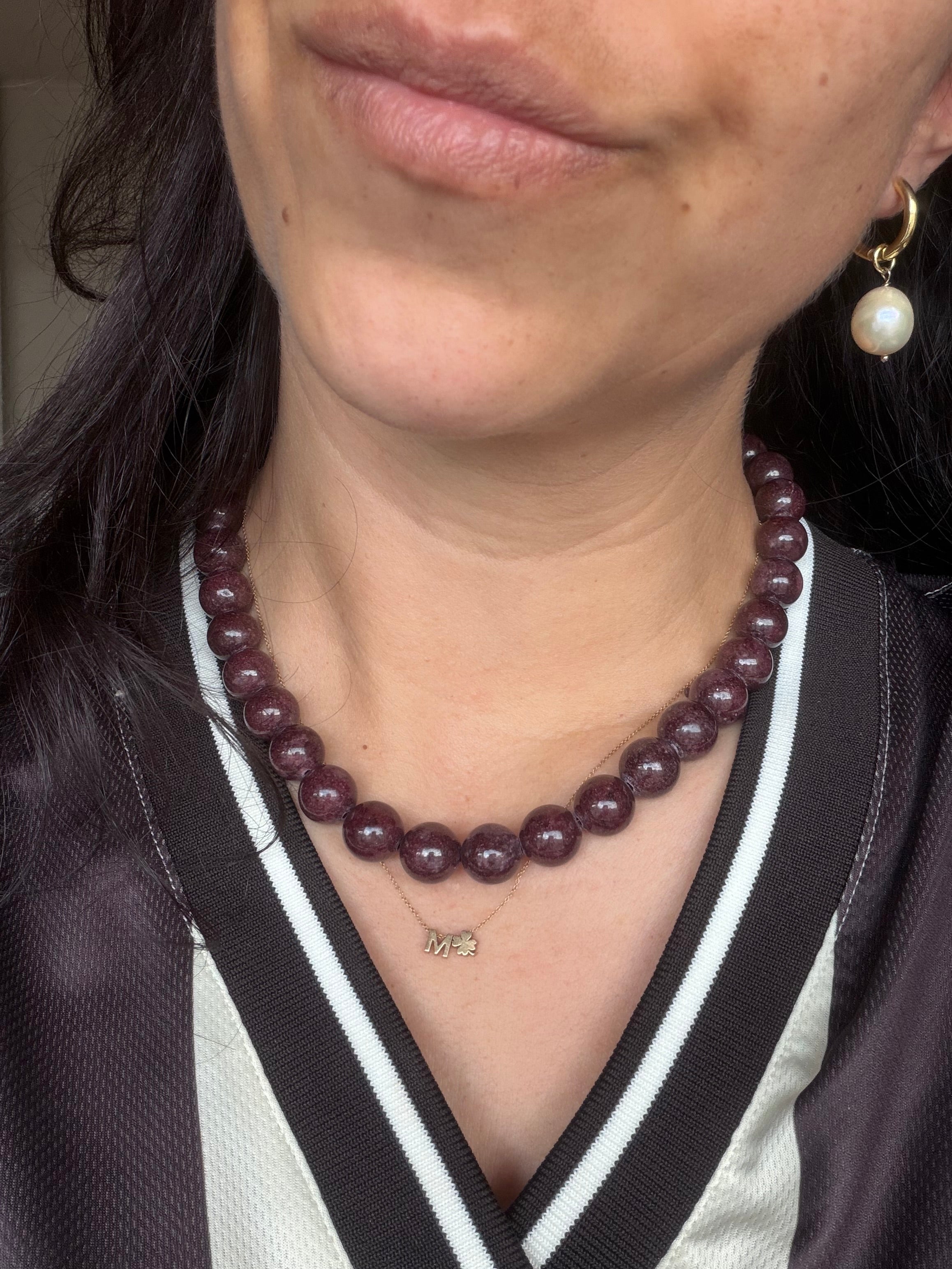 Brown jade lock it necklace