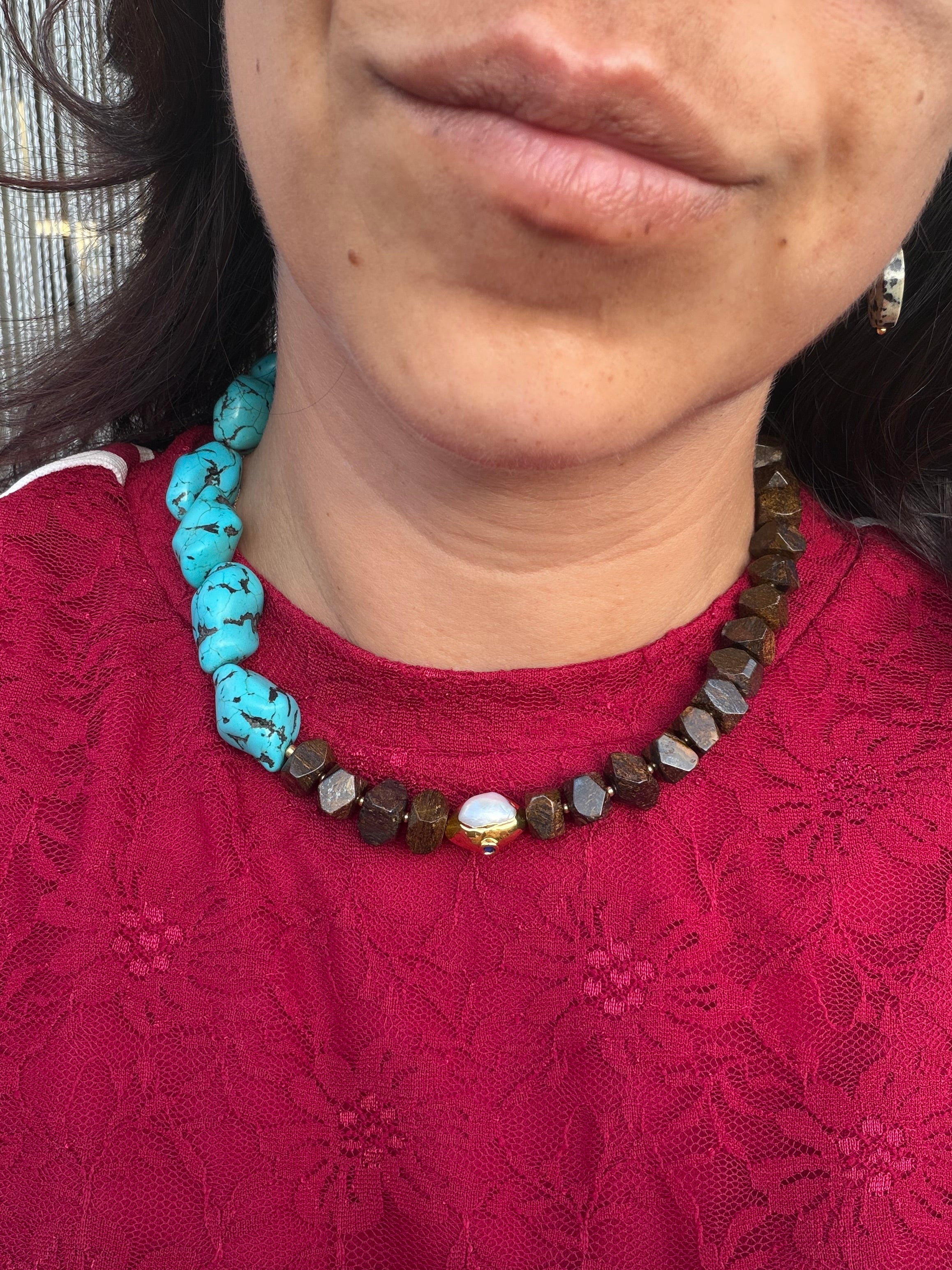 Luna Pearl Necklace - Eye of the tiger