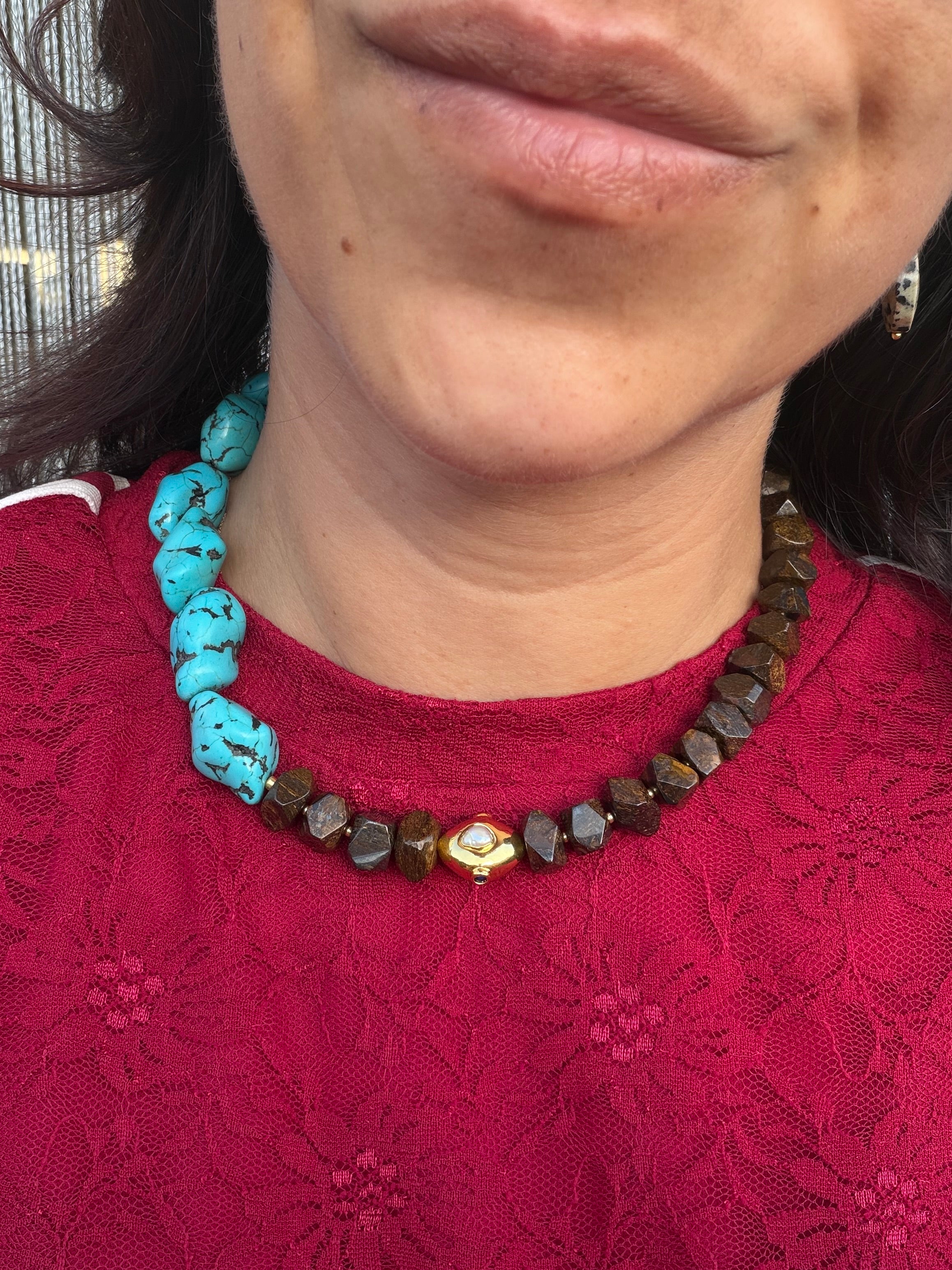 Luna Pearl Necklace - Eye of the tiger