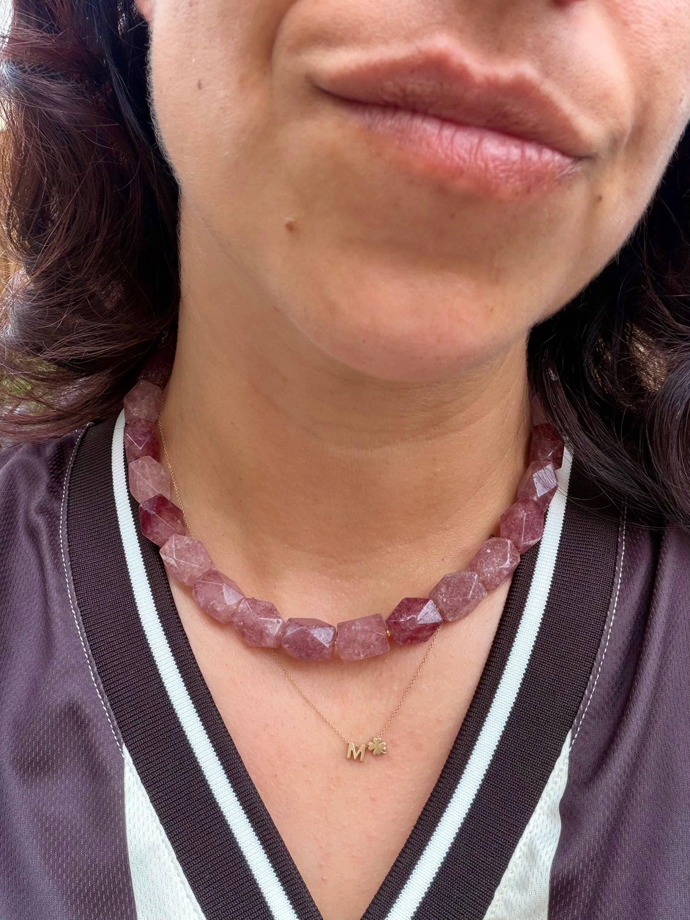 Geo Necklace Strawberry Quartz